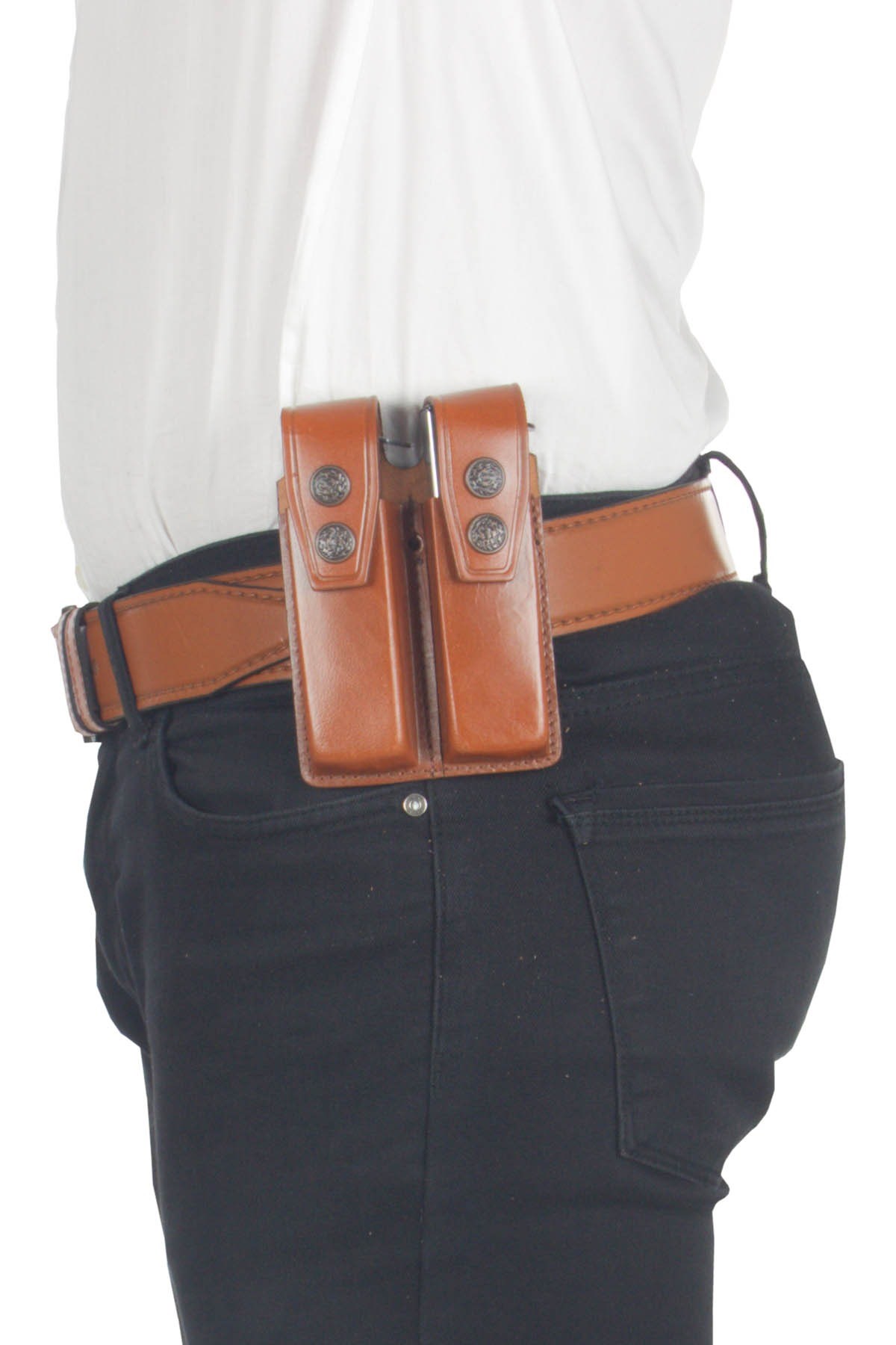 Profesyonel Deri Koltukaltı Silah Kılıfı (Tüm Tabancalar İçin) Çift Şarjörlü Taba