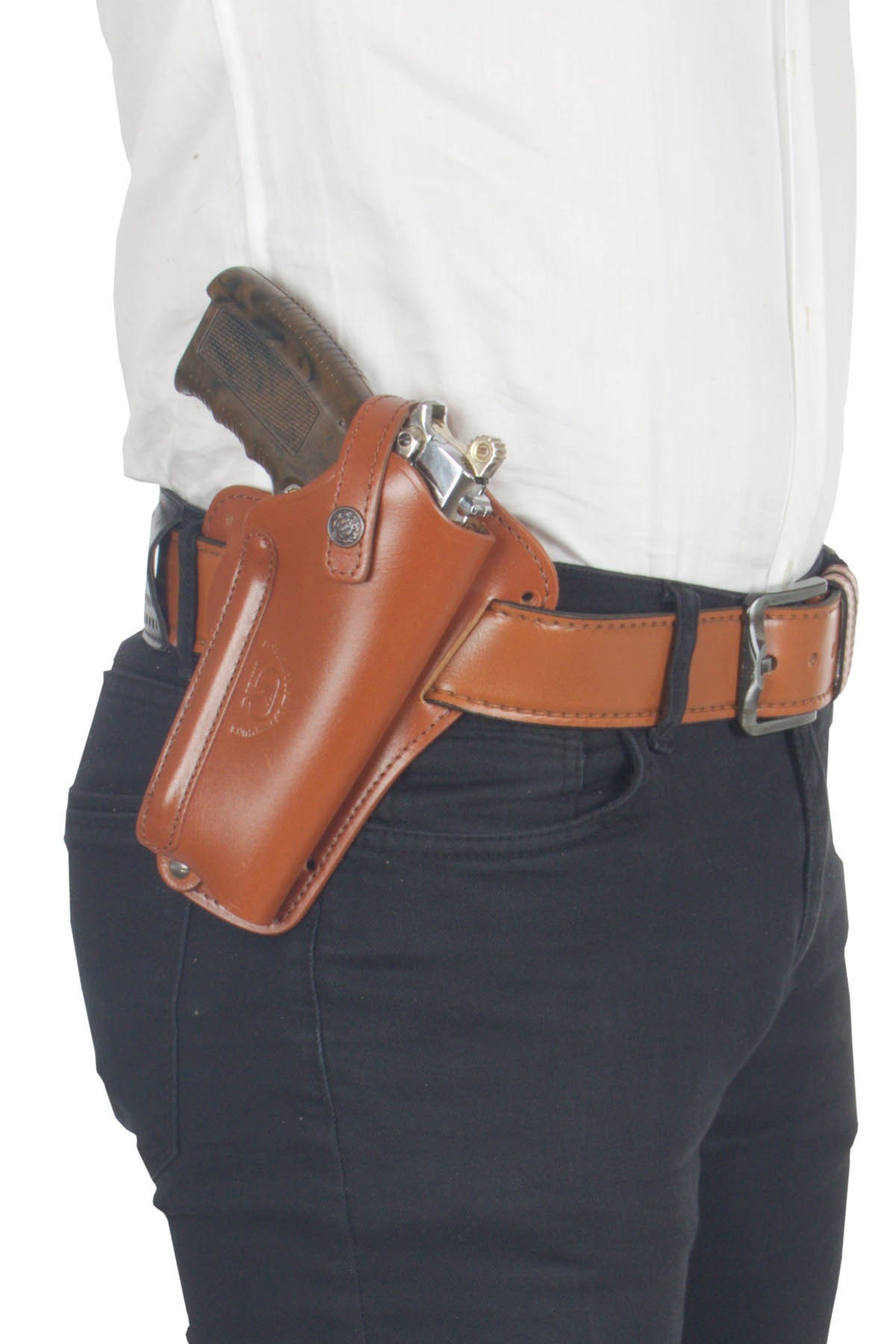 Profesyonel Deri Koltukaltı Silah Kılıfı (Tüm Tabancalar İçin) Çift Şarjörlü Taba