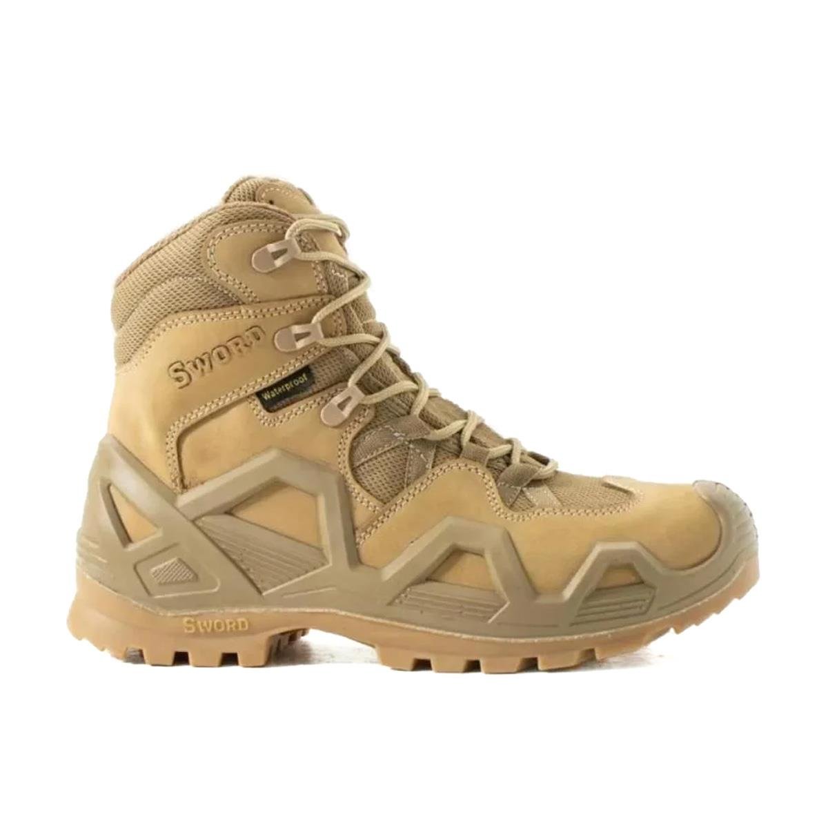 Single Sword Waterproof Nubuk Deri Kısa Polis Asker Bot Çöl Rengi