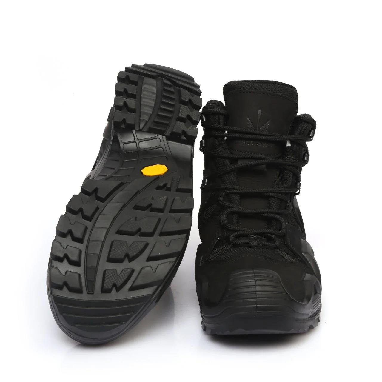 Single Sword Waterproof Nubuk Deri Siyah Renk Kısa Polis Asker Bot 