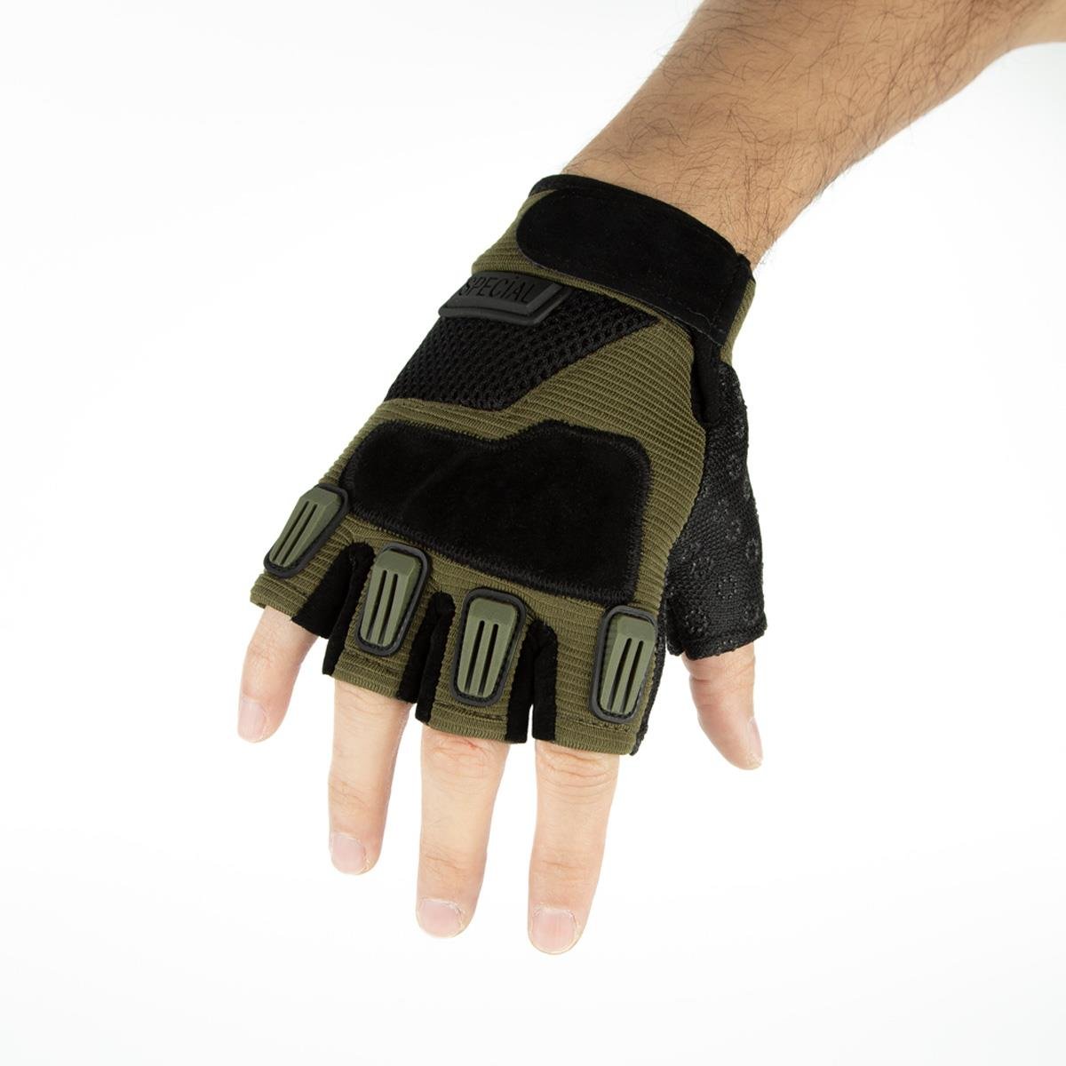 Special Yarım Parmak Taktik Atış Eldiveni Haki