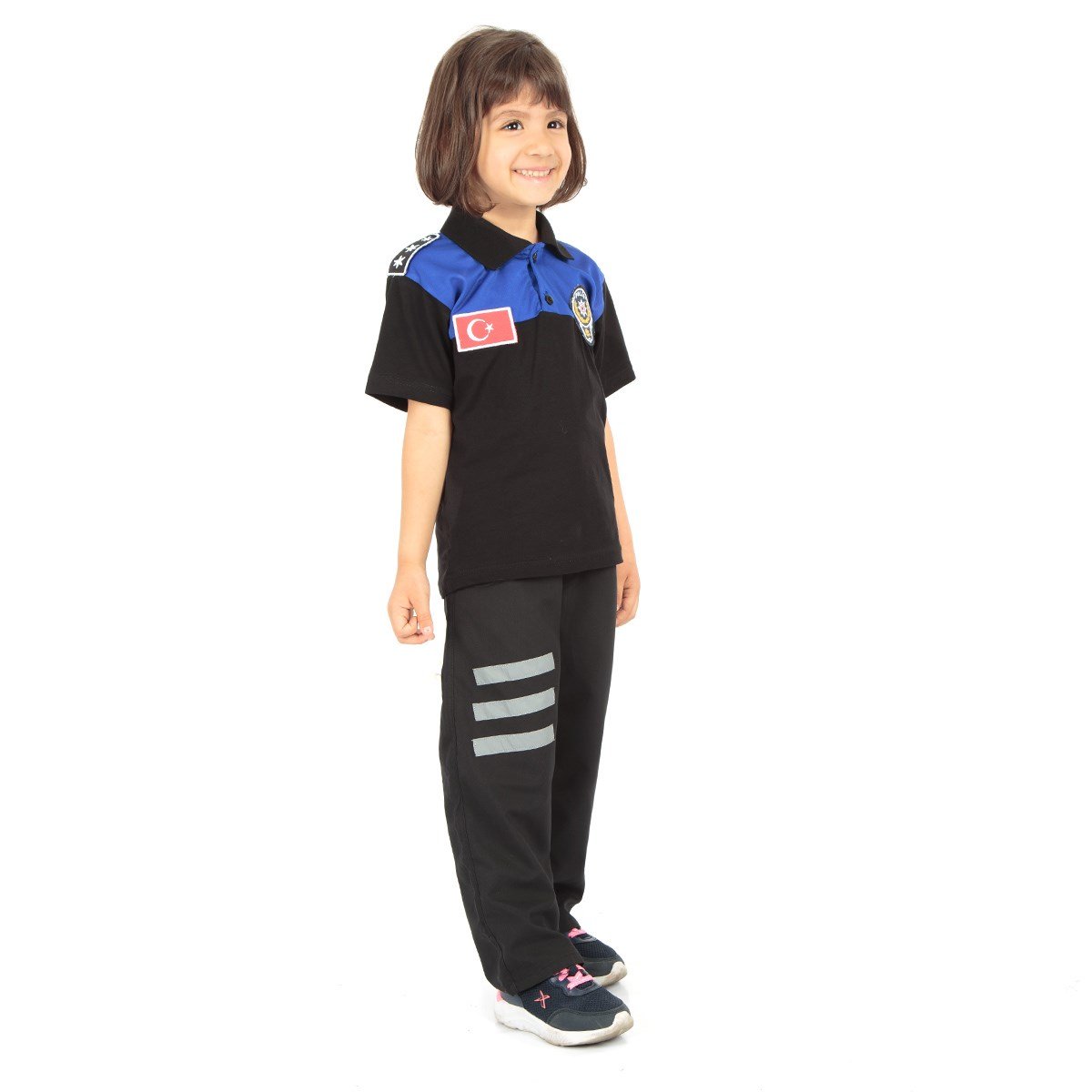 Toplum Destekli Çocuk Polis Kıyafeti Kısa Kollu