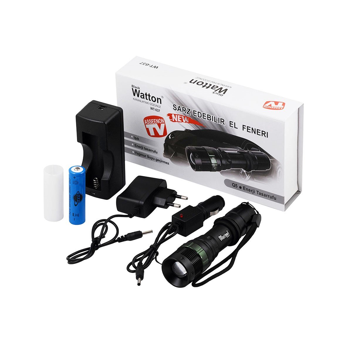 Watton Acil Durum Zoomlu Şarjlı El Feneri WT-037