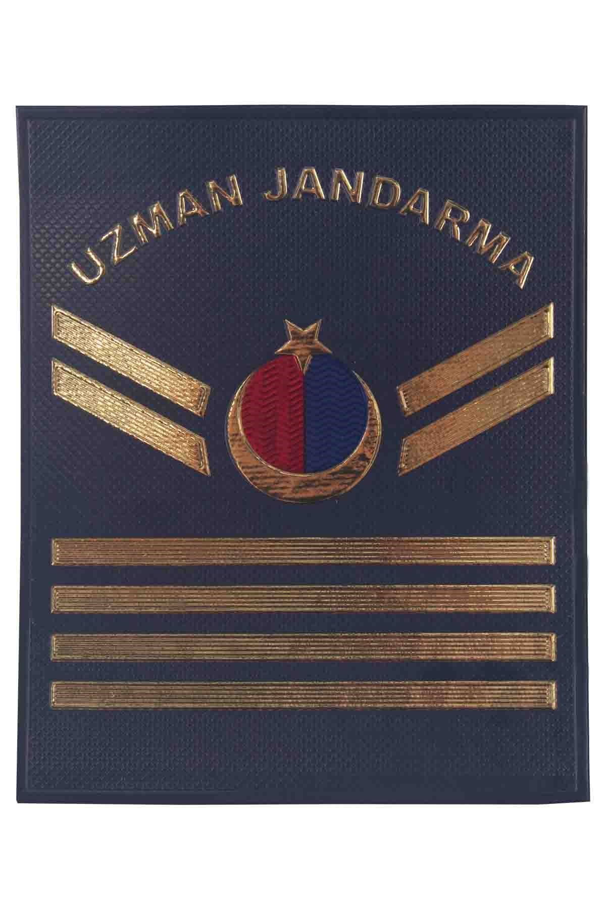 Yeni Nesil 3 Boyutlu Plastik Uzman Jandarma Çavuş Rütbesi Cırtlı Lacivert