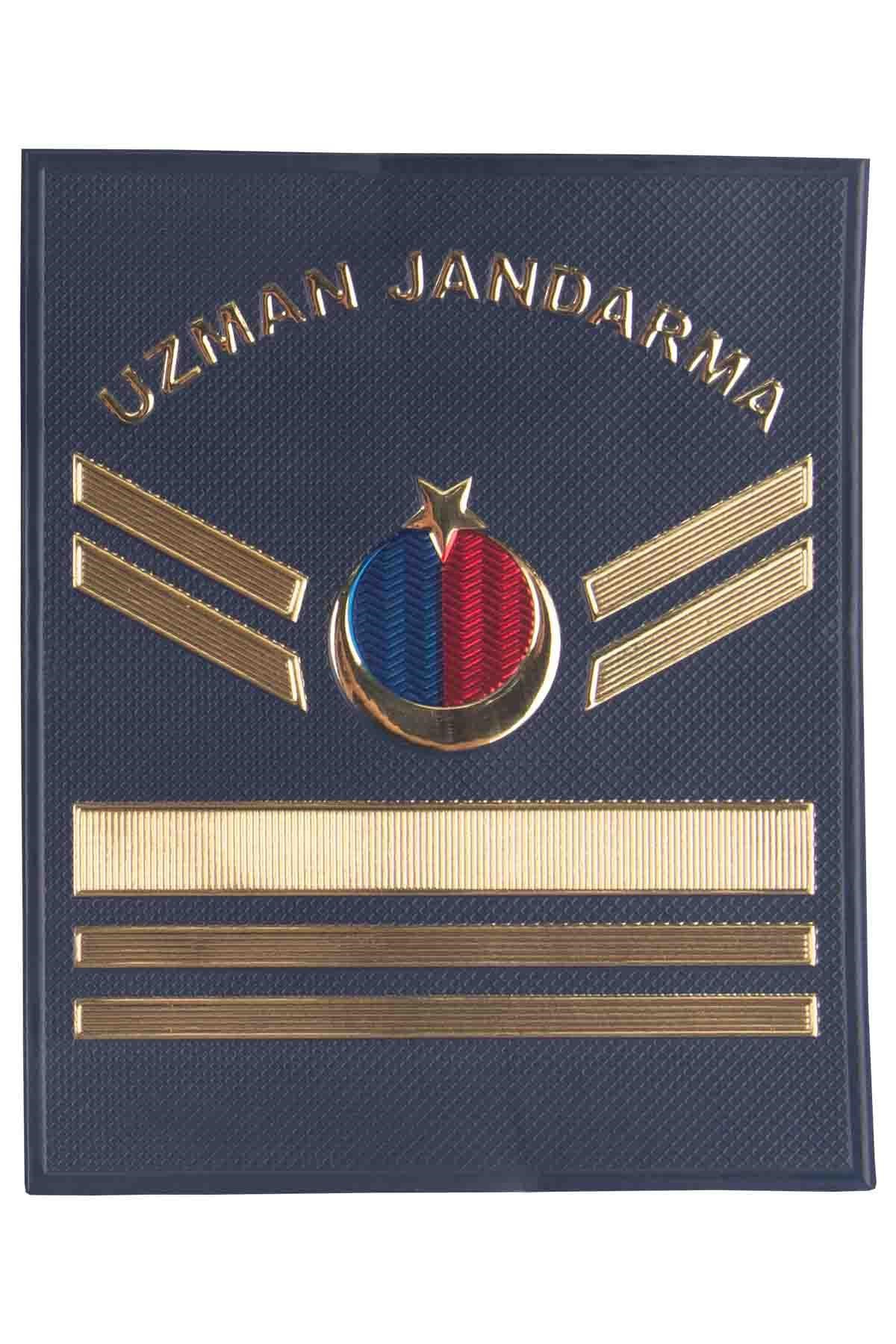 Yeni Nesil 3 Boyutlu Plastik Uzman Jandarma Çavuş Rütbesi Cırtlı Lacivert