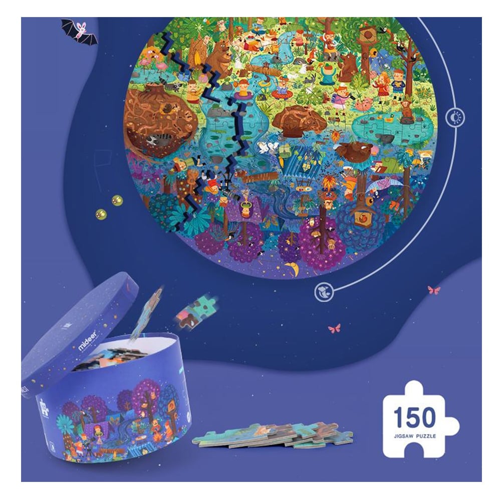 150P ROUND PUZZLE -A DAY IN THE FOREST Çocuk Kitapları Uzmanı - Children's Books Expert