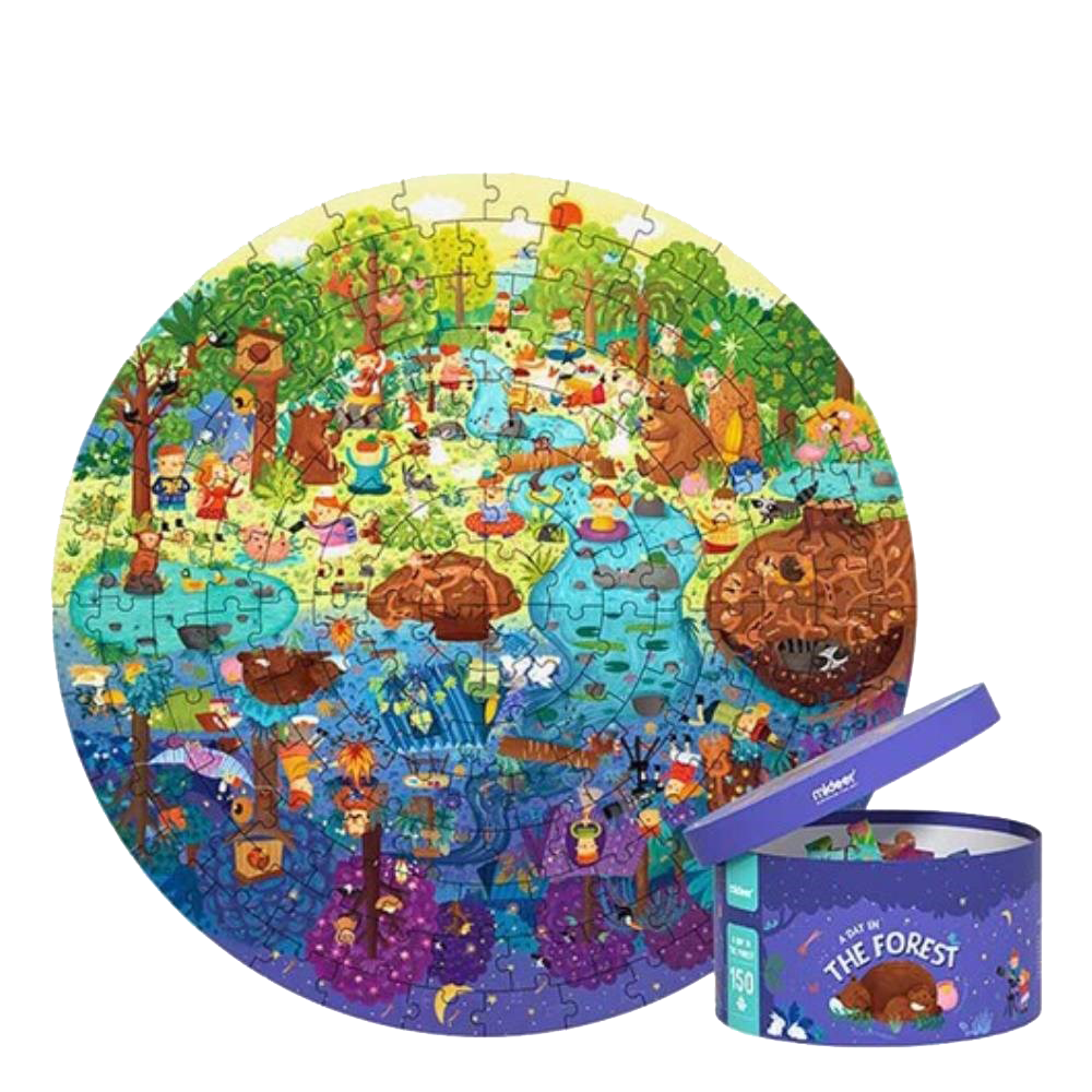 150P ROUND PUZZLE -A DAY IN THE FOREST YENİ Çocuk Kitapları Uzmanı - Children's Books Expert