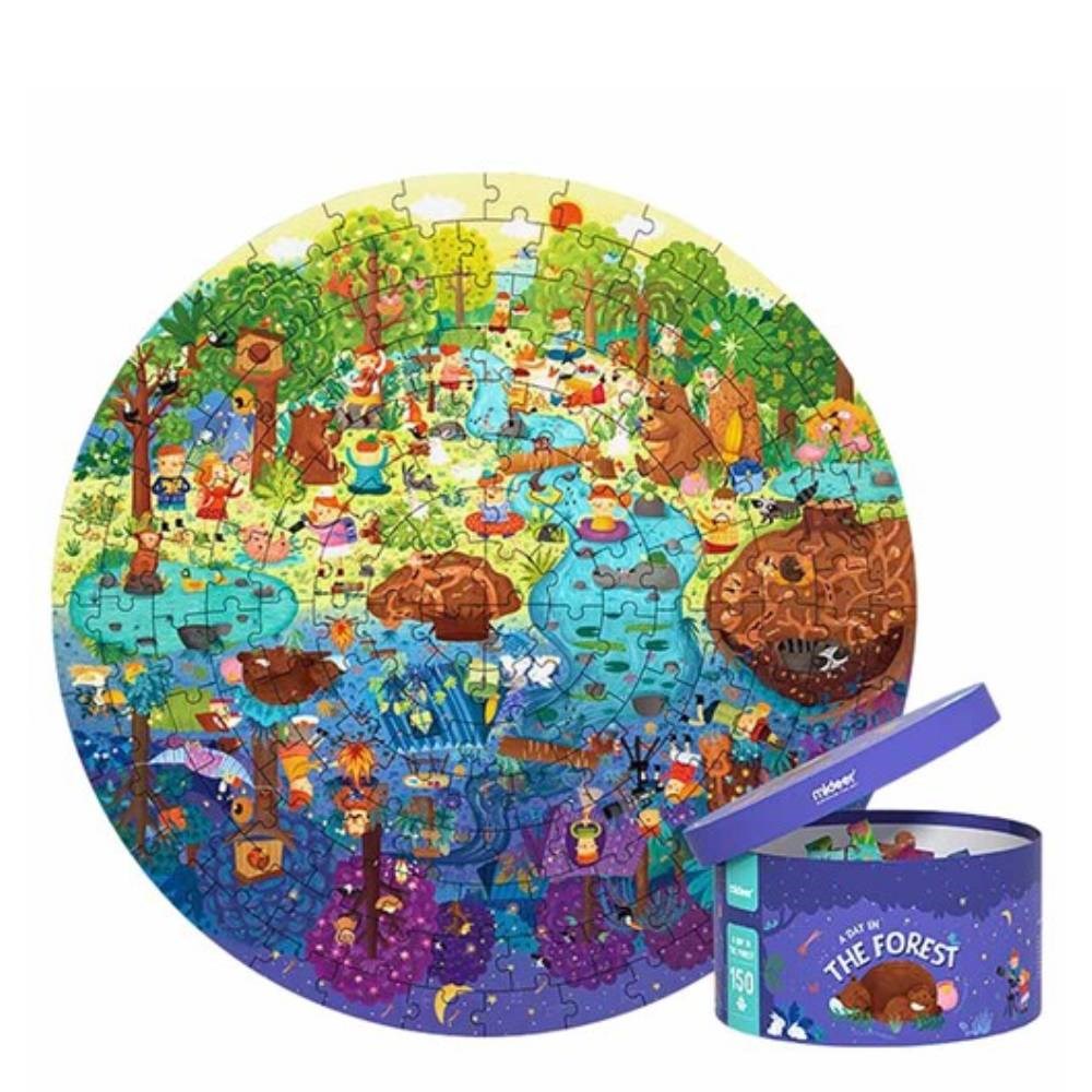 150P ROUND PUZZLE -A DAY IN THE FOREST YENİ Çocuk Kitapları Uzmanı - Children's Books Expert