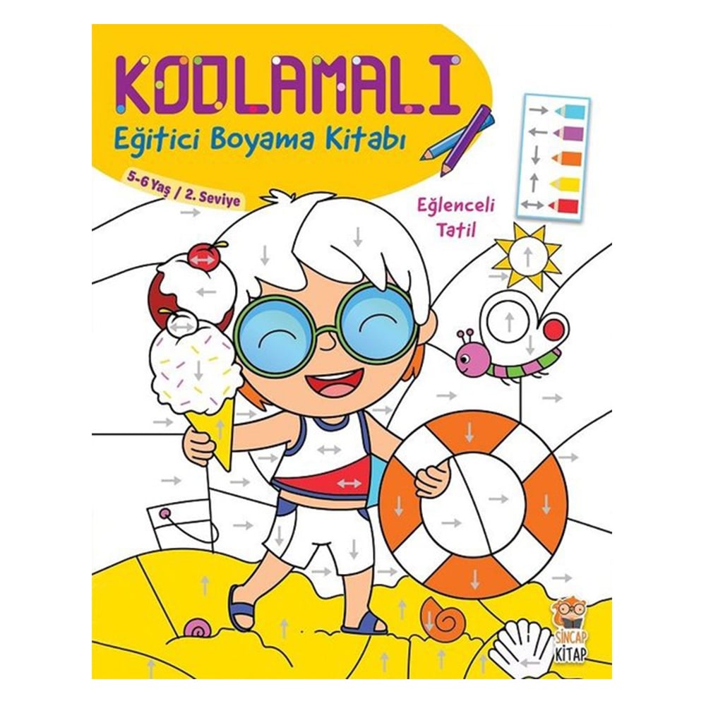 EĞLENCELİ TATİL 5-6 YAŞ-KODLAMALI EĞİTİCİ BOYAMA KİTABI-2.SEVİYE