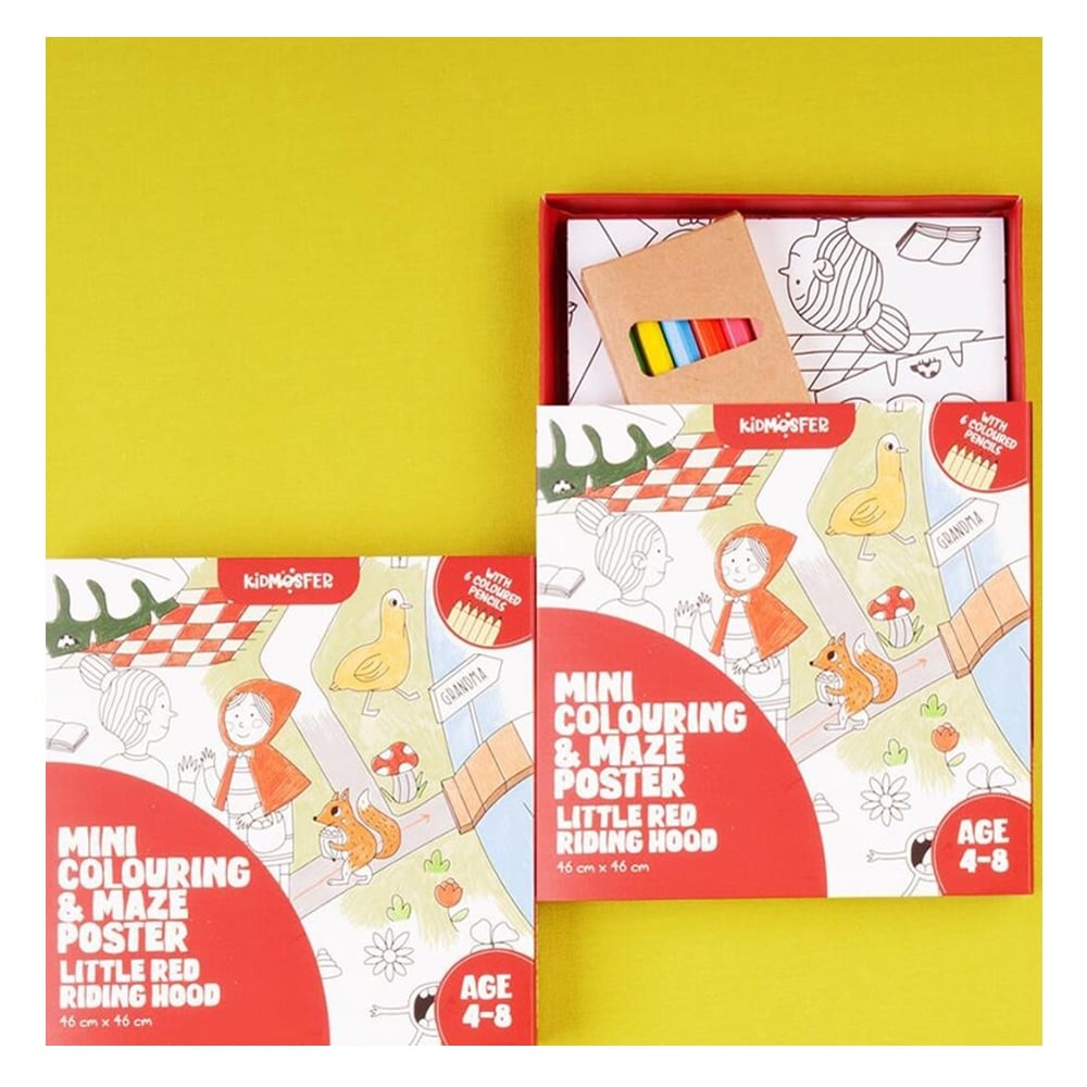 KIRMIZI NAŞLIKLI KIZ - BOYAMA VE LABİRENT POSTER Çocuk Kitapları Uzmanı - Children's Books Expert