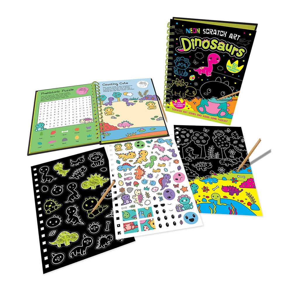 Neon Scratch Art - Dinosaurs Çocuk Kitapları Uzmanı - Children's Books Expert
