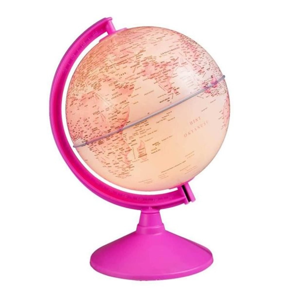 PEMBE SİYASİ KÜRE 20 CM IŞIKLI