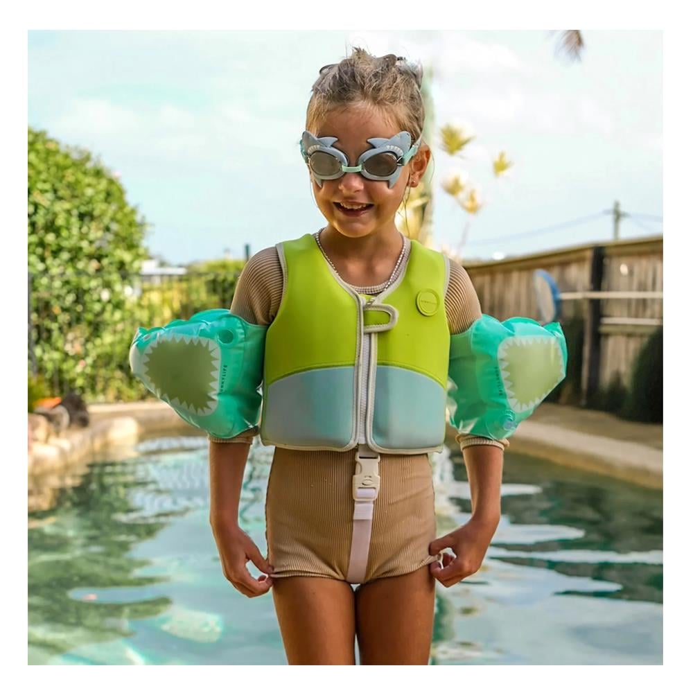 Salty the Shark Swim Vest Aqua Neon Yellow - 3-6 Çocuk Kitapları Uzmanı - Children's Books Expert