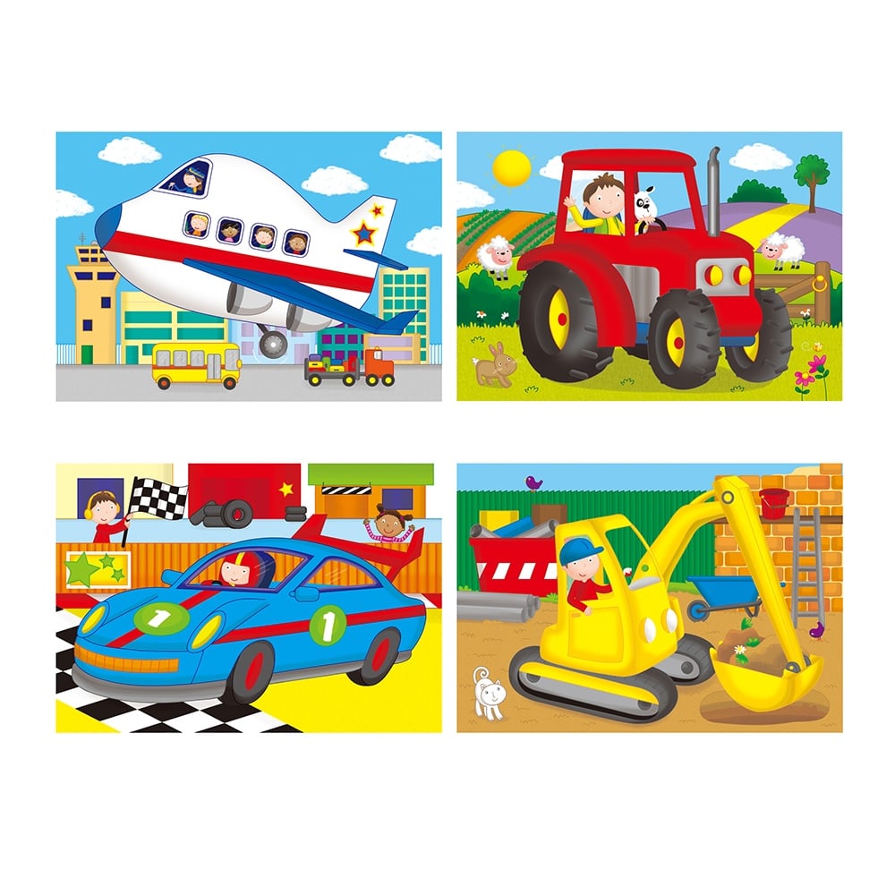 VEHICLES - 4 PUZZLES IN A BOX Çocuk Kitapları Uzmanı - Children's Books Expert