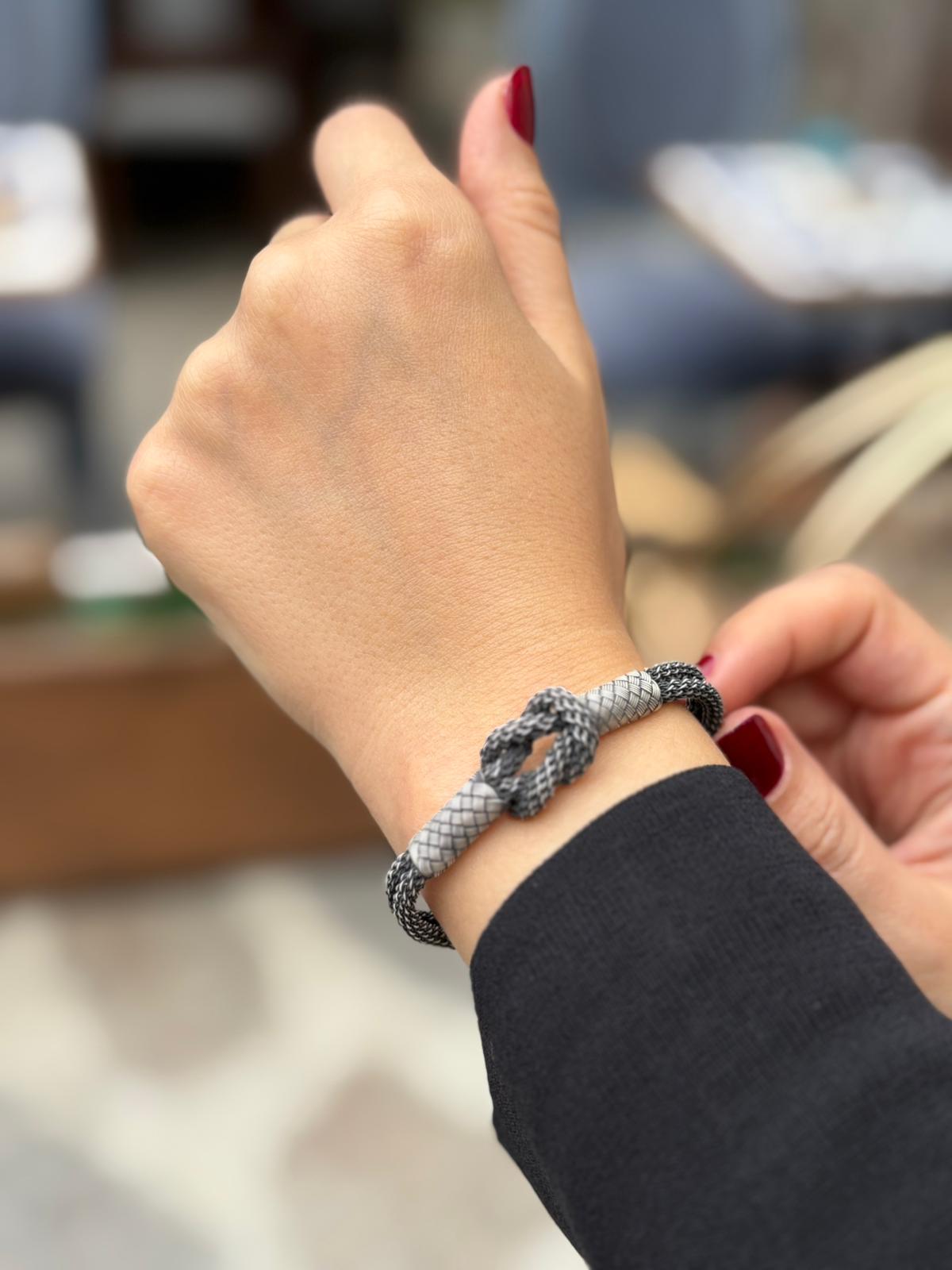 1000 Ayar Gümüş Kazaziye Oksitli Gemici Düğüm Bileklik 