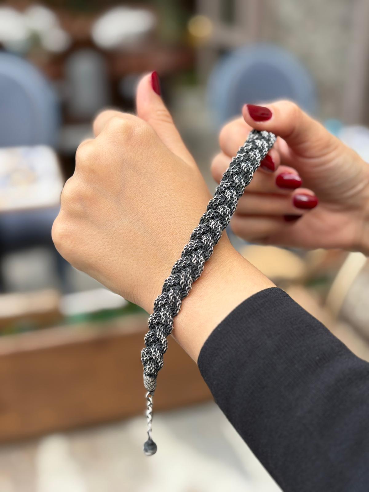 1000 Ayar Gümüş Kazaziye Örgü Bileklik