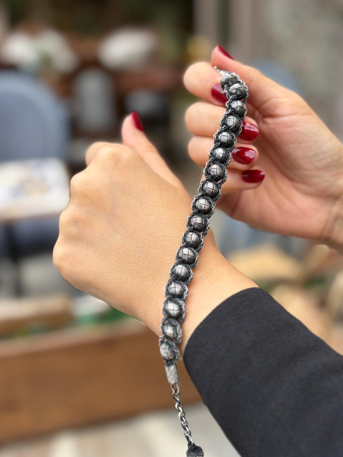 1000 Ayar Gümüş Kazaziye Toplu Oksitli Bileklik 