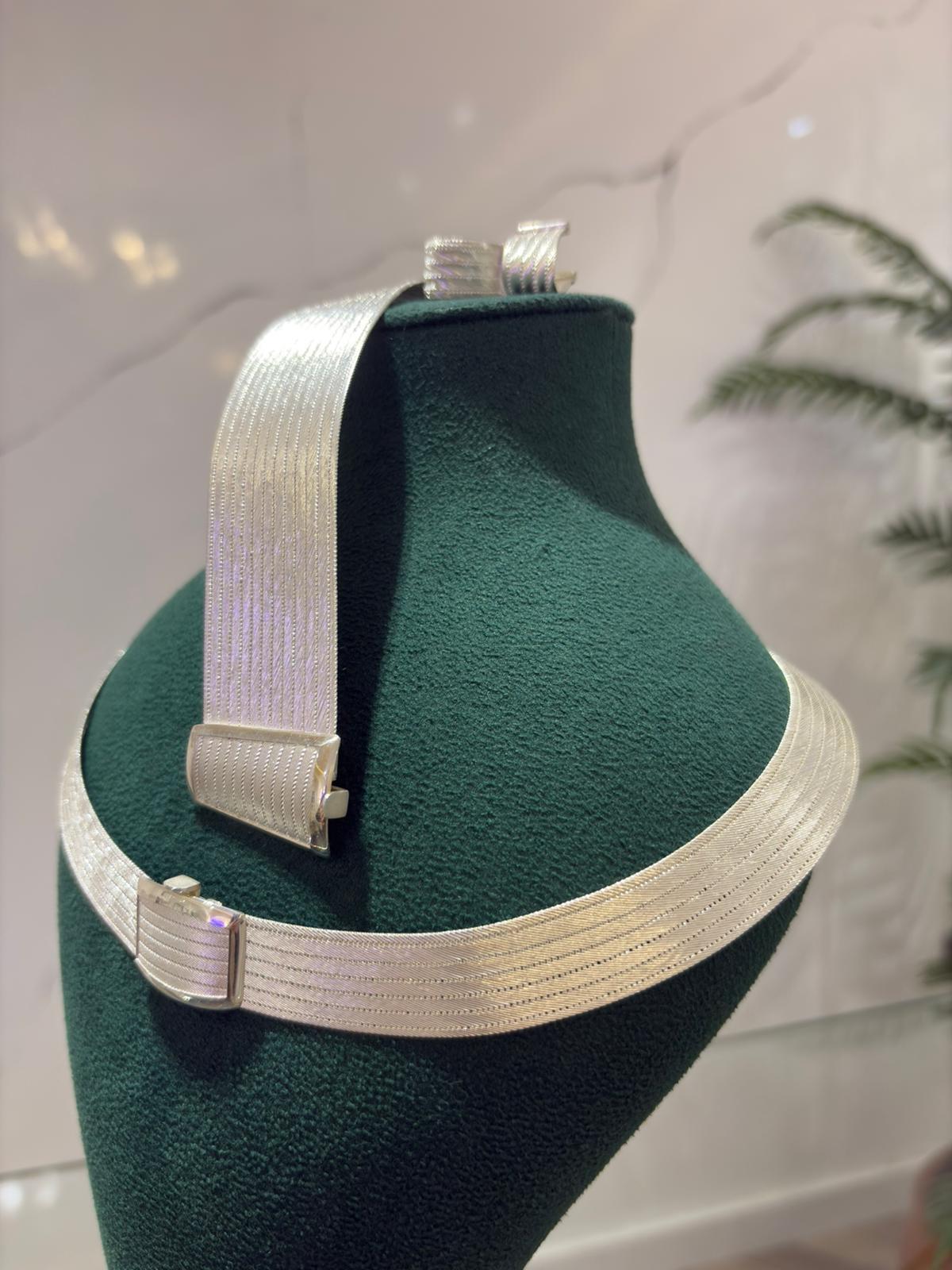 925 Ayar Gümüş 13 Sıra Hasır Bileklik 7 Sıra Gerdanlık ve Küpe Seti