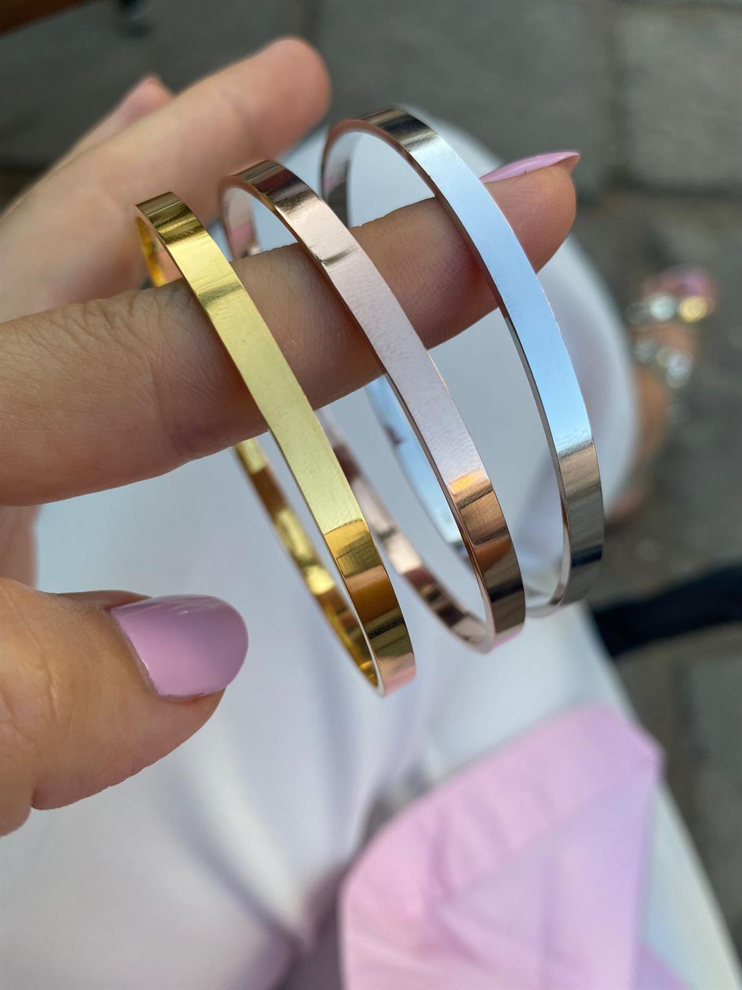 Kadın 925 Ayar Gümüş Düz Bilezik