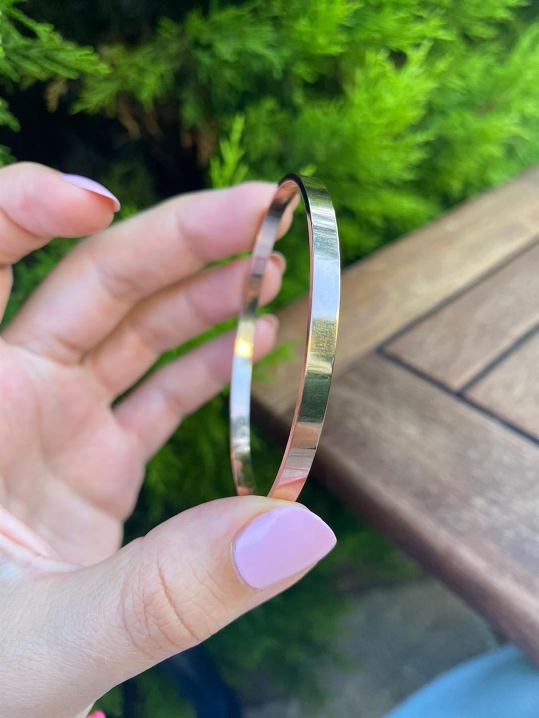 Kadın 925 Ayar Gümüş Rose Düz Bilezik