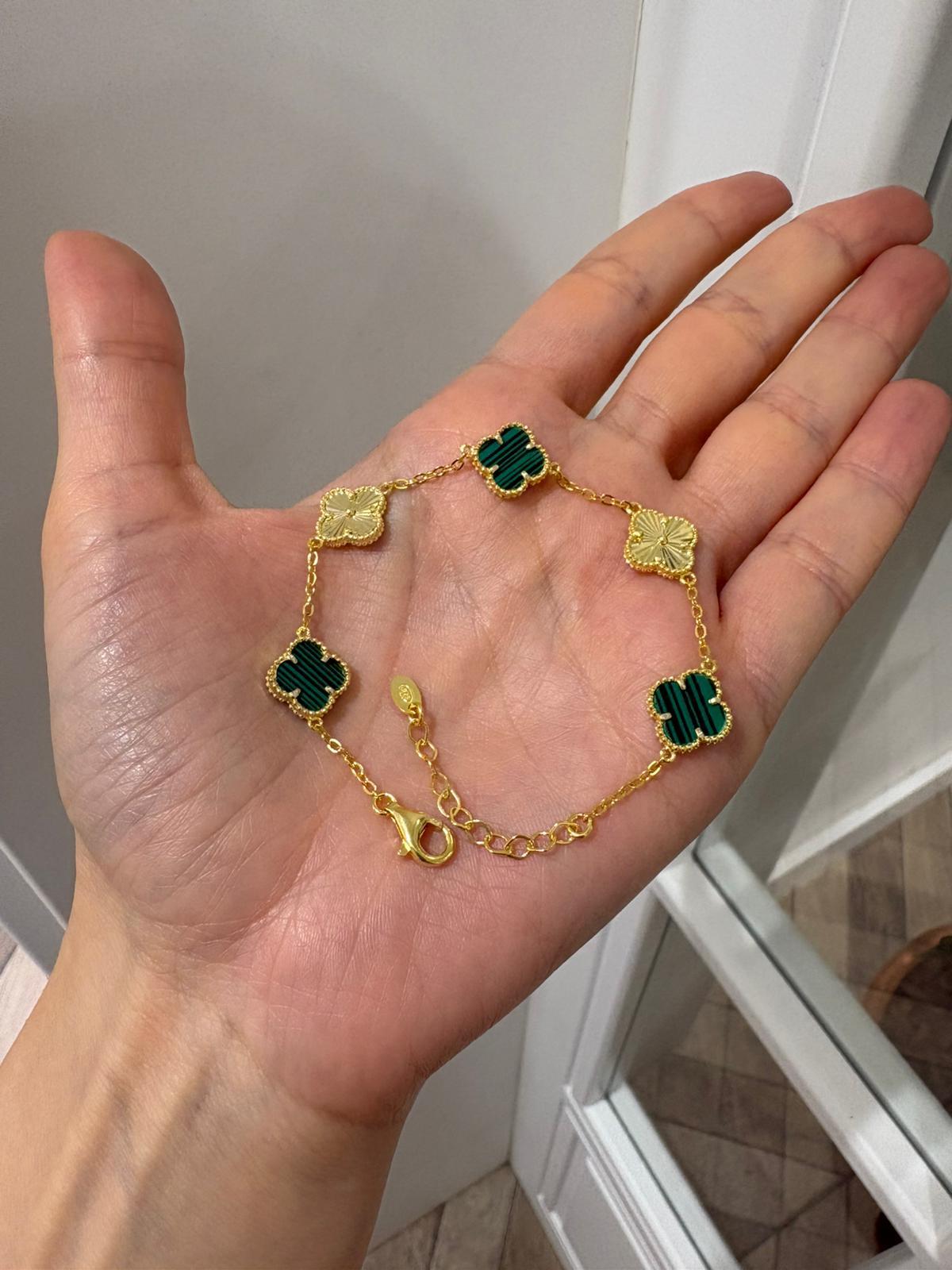 Kadın Gümüş 5 Yoncalı Bileklik 