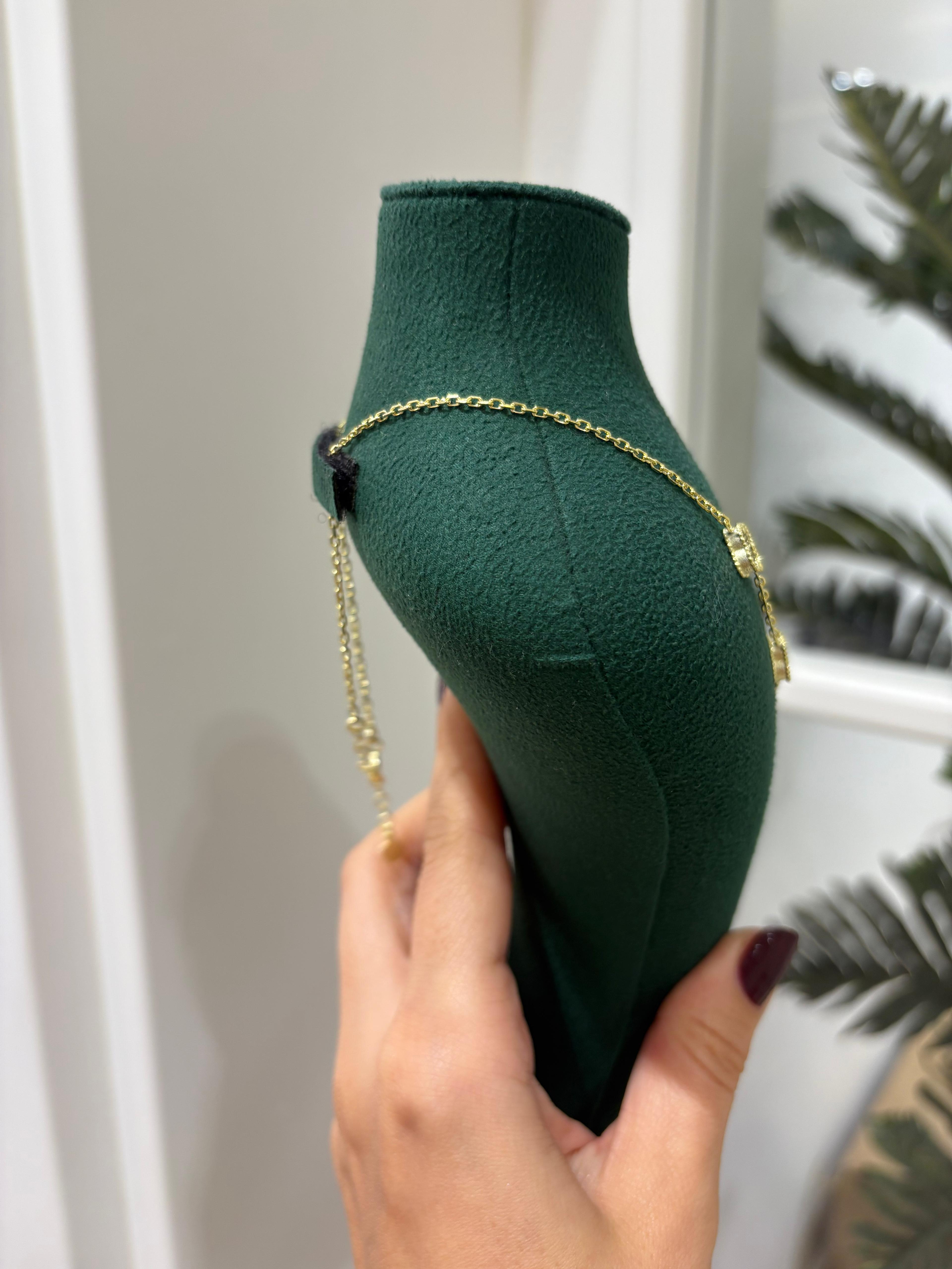 Kadın Gümüş 5 Yoncalı Siyah Kolye 