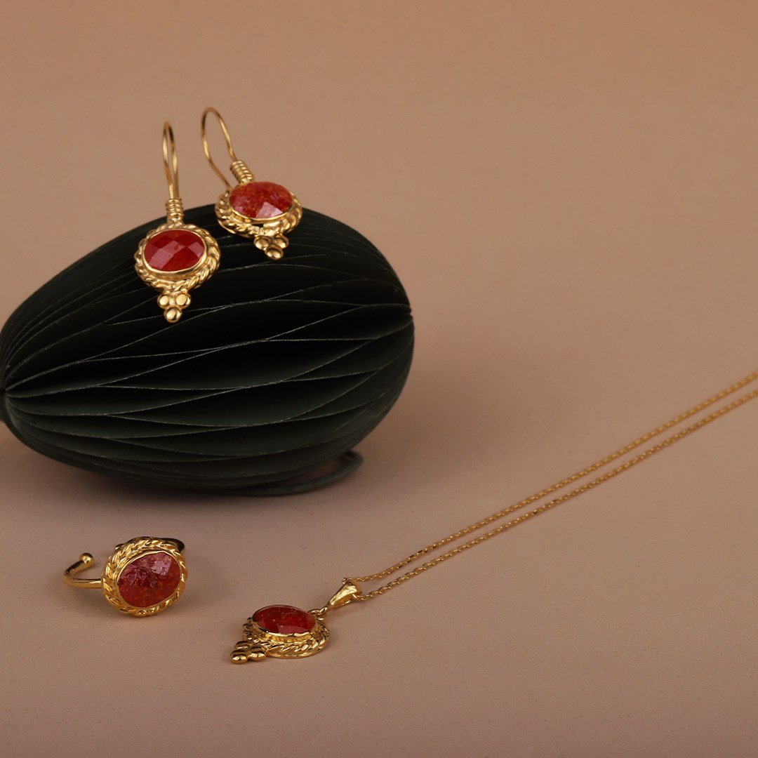 Kadın Gümüş Akik Taşlı Set