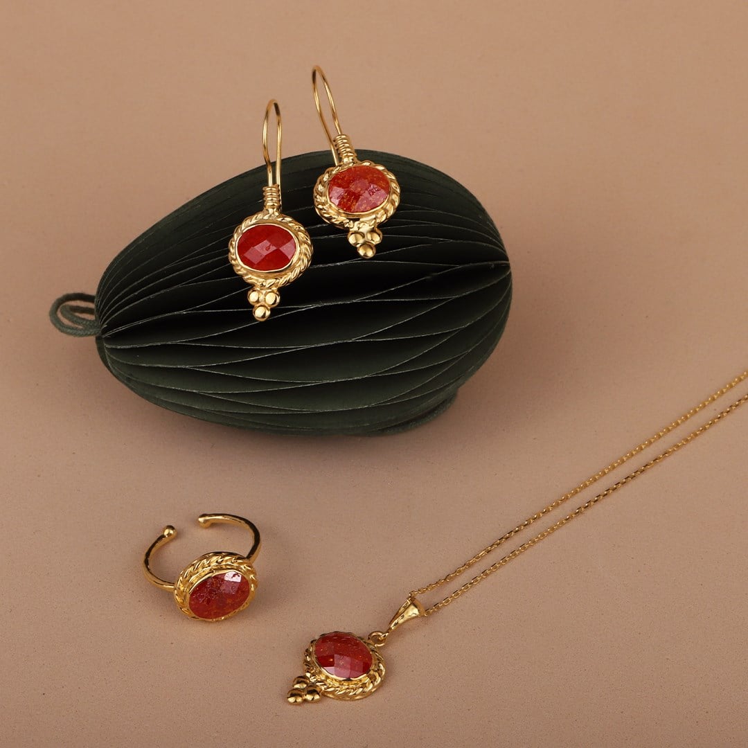 Kadın Gümüş Akik Taşlı Set