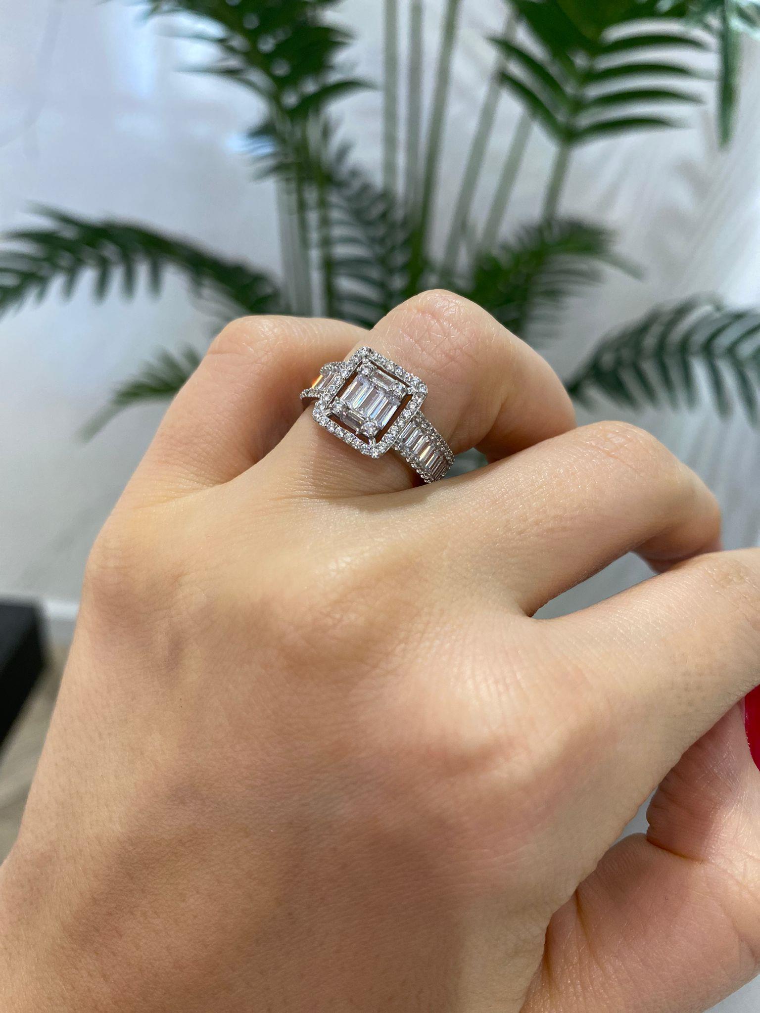 Kadın Gümüş Baget Taşlı Yüzük 5641