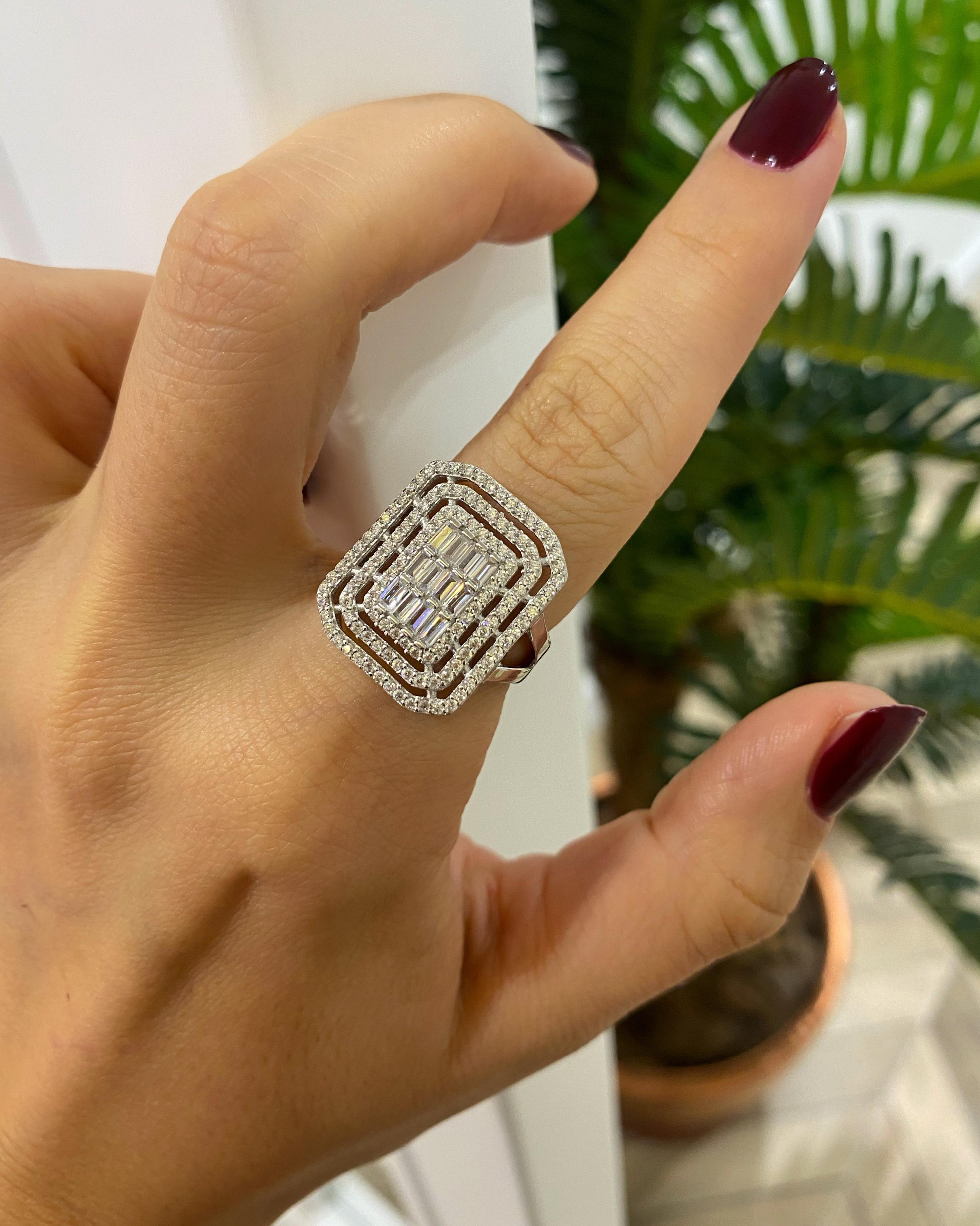 Kadın Gümüş Baget Yüzük