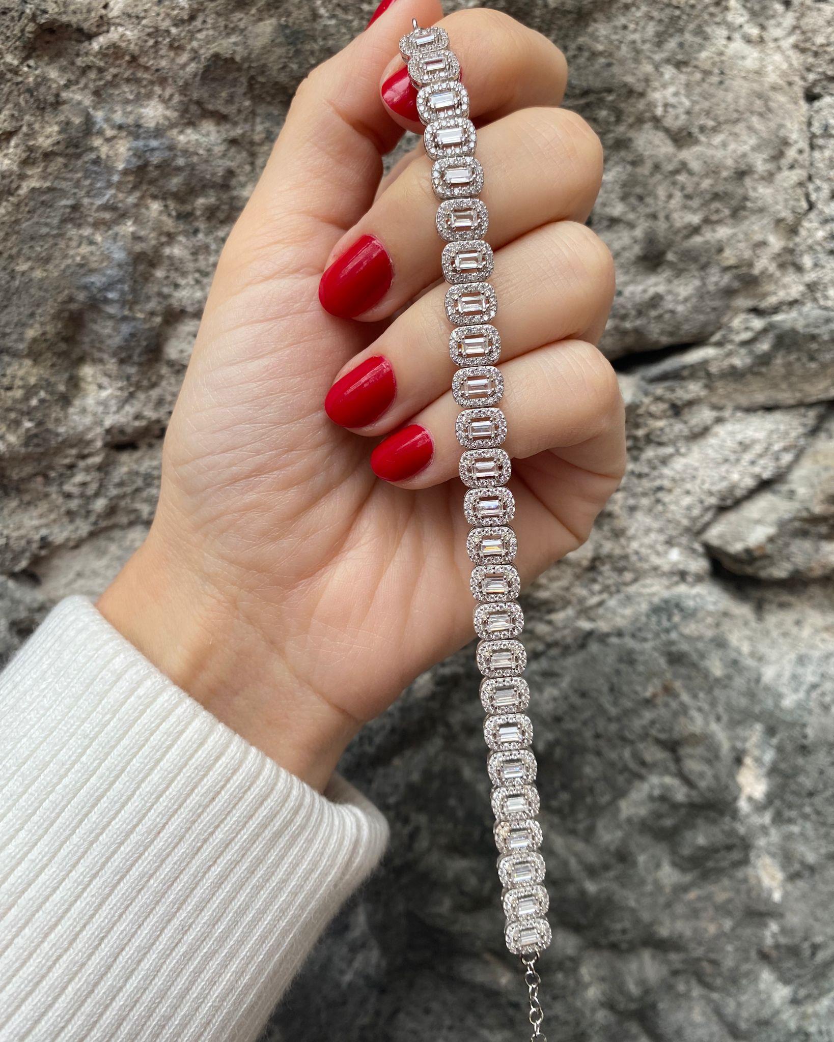 Kadın Gümüş Bagetli Bileklik