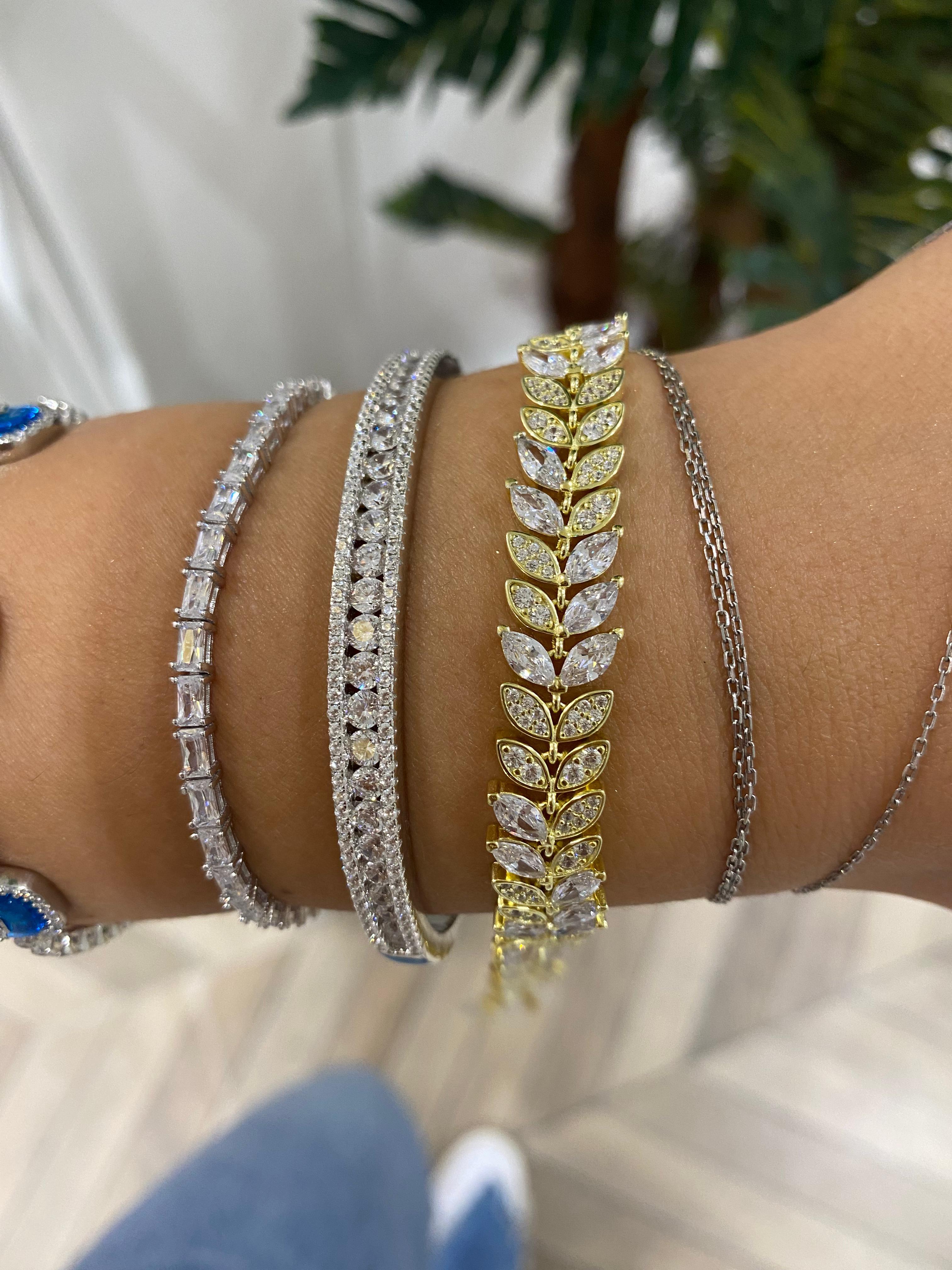 Kadın Gümüş Başak Zirkon Taşlı Bileklik