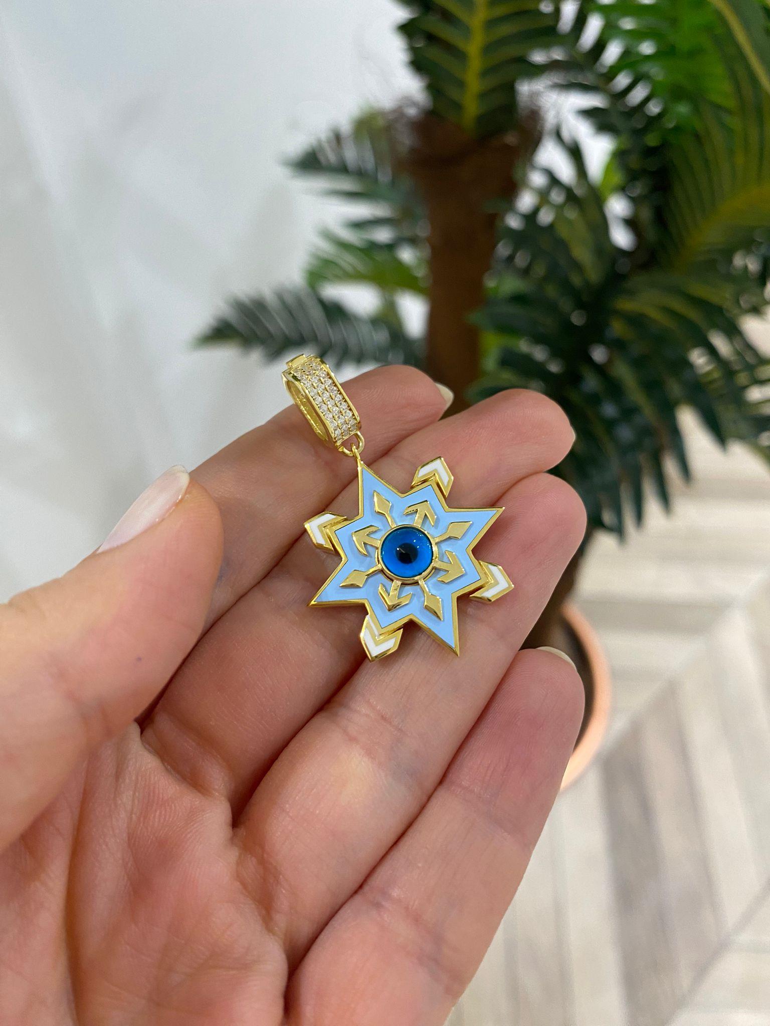 Kadın Gümüş Cam Göz Turkuaz Charm 1656