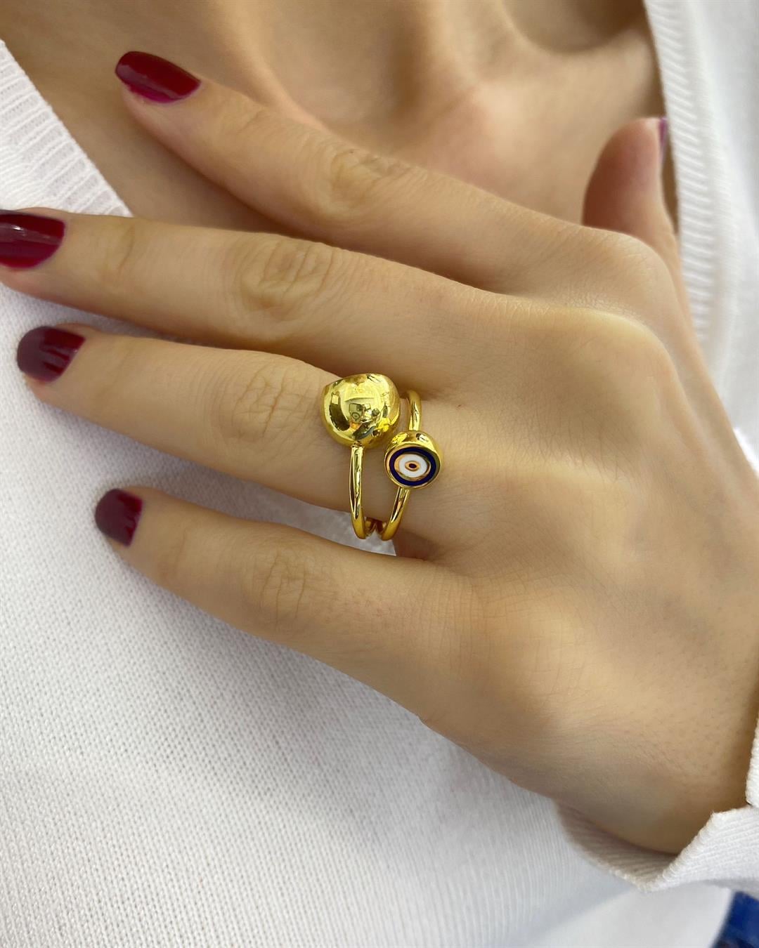 Kadın Gümüş Çift Renk Mineli Yüzük