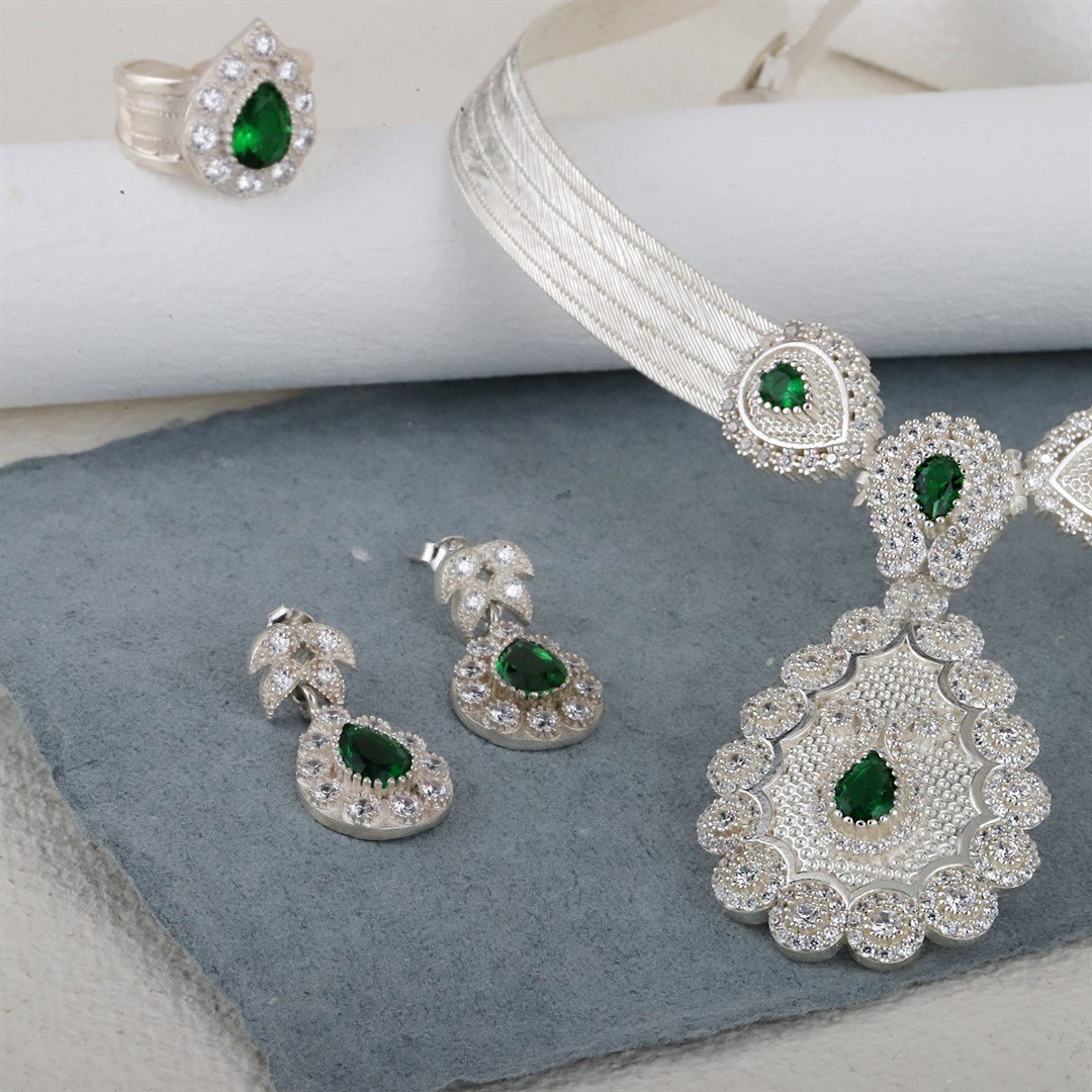 Kadın Gümüş Damla  Modeli Hasır Set