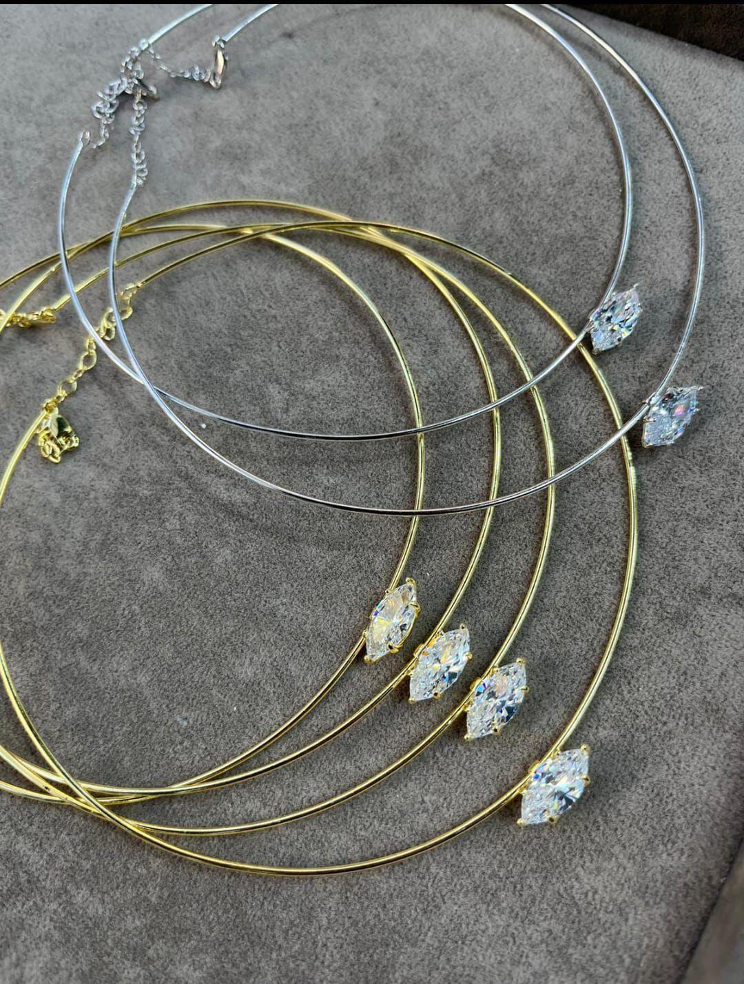 Kadın Gümüş Damla Taşlı Choker 