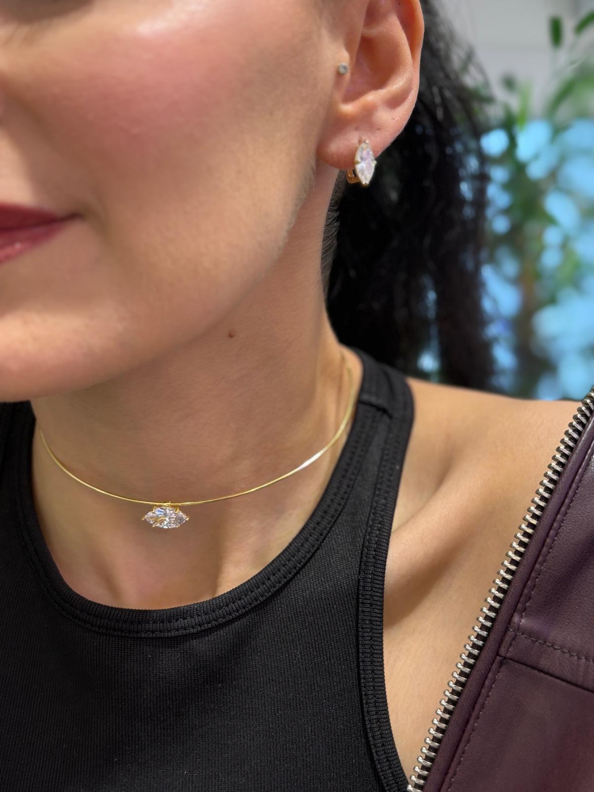 Kadın Gümüş Damla Taşlı Küpe