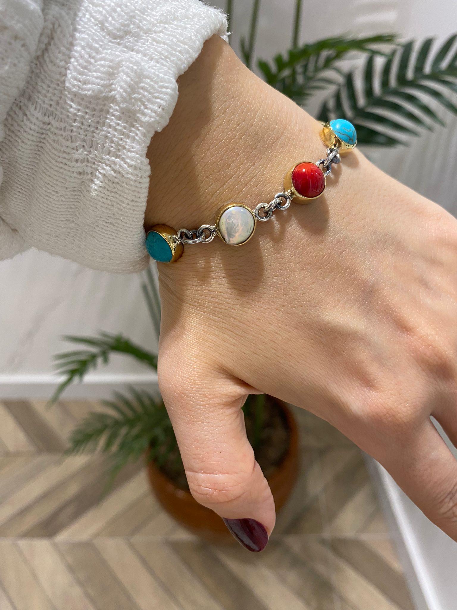 Kadın Gümüş Doğal Taşlı Bileklik