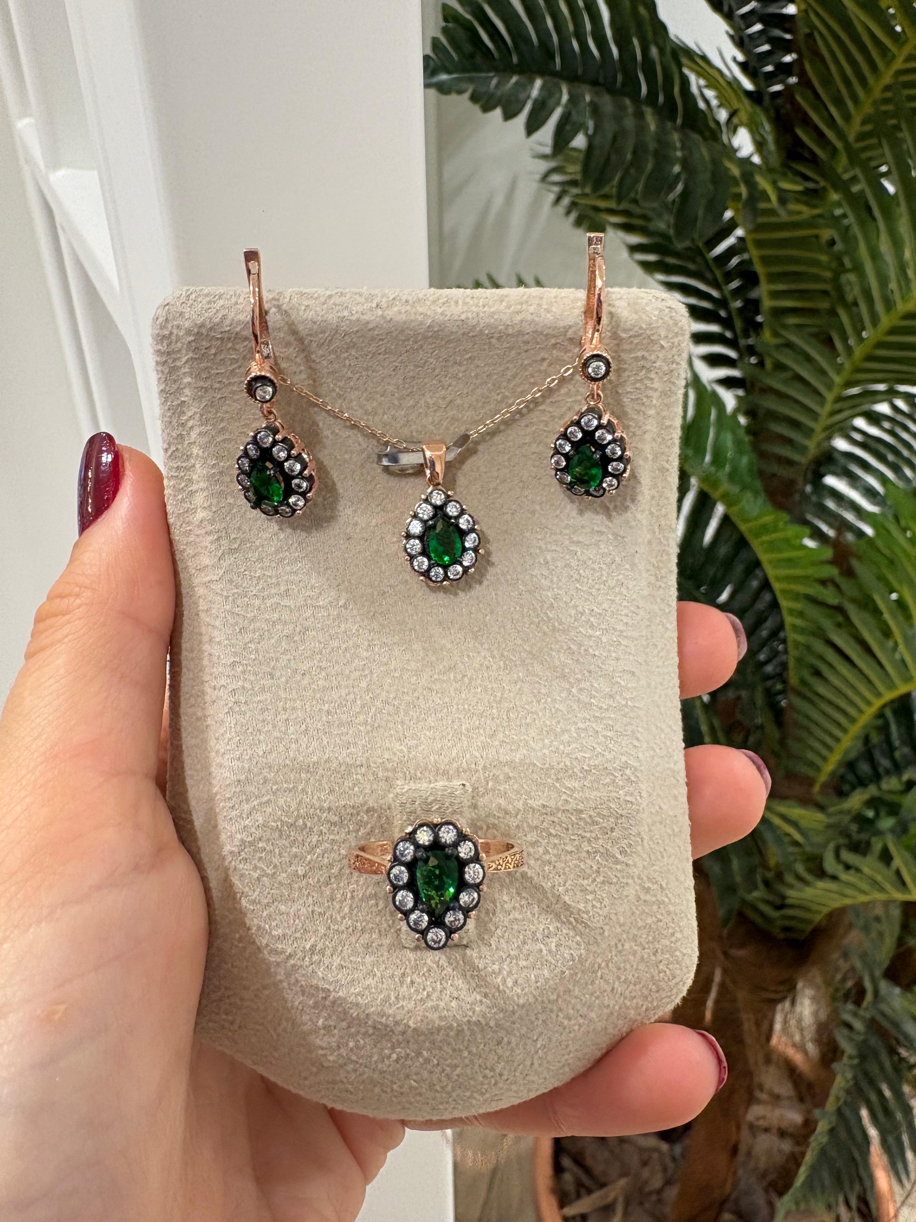 Kadın Gümüş Elmas Montür Set