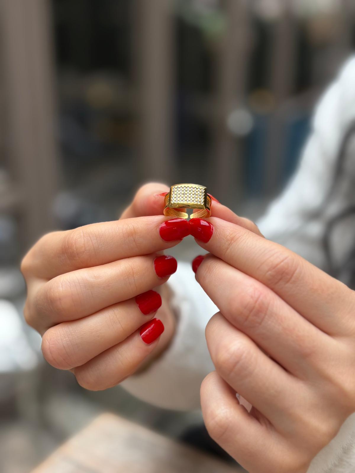 Kadın Gümüş Full Taşlı Hasır Yüzük