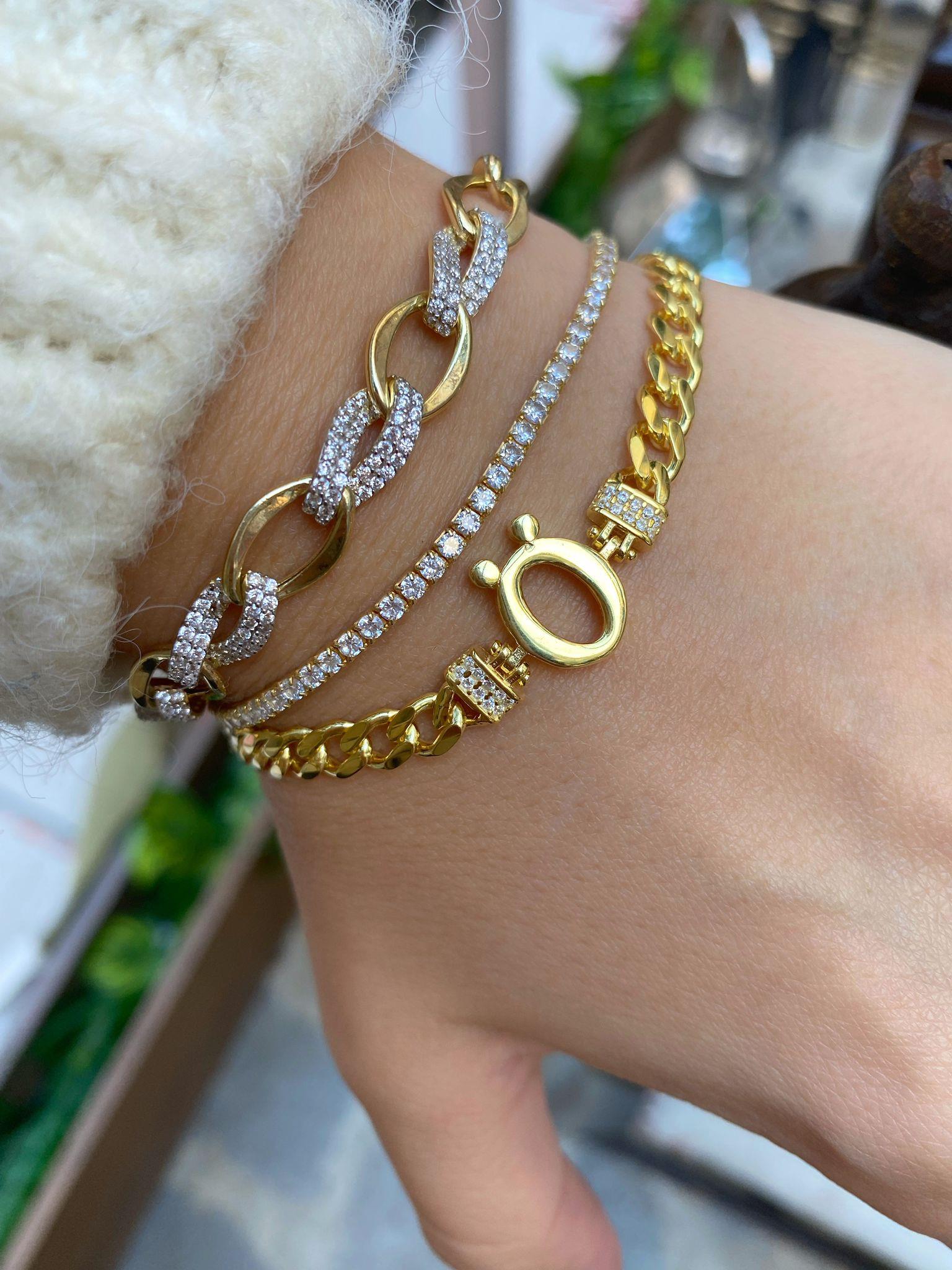 Kadın Gümüş Gold Harfli Zincir Bileklik