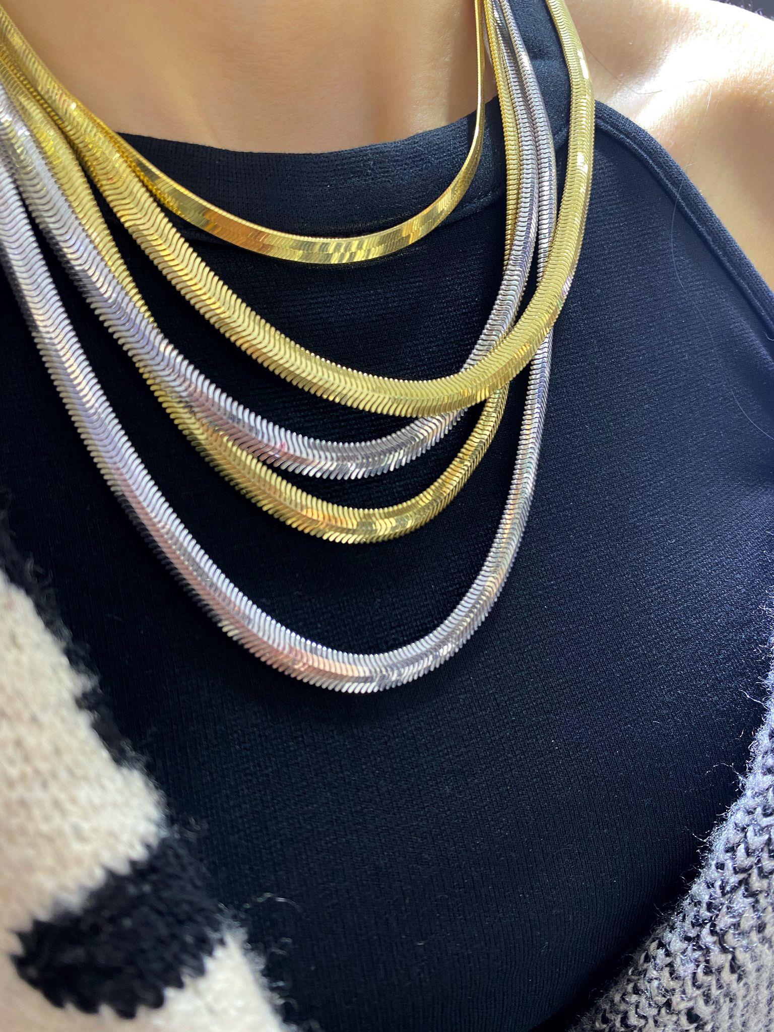 Kadın Gümüş Gold İthal Kalın Yassı Zincir
