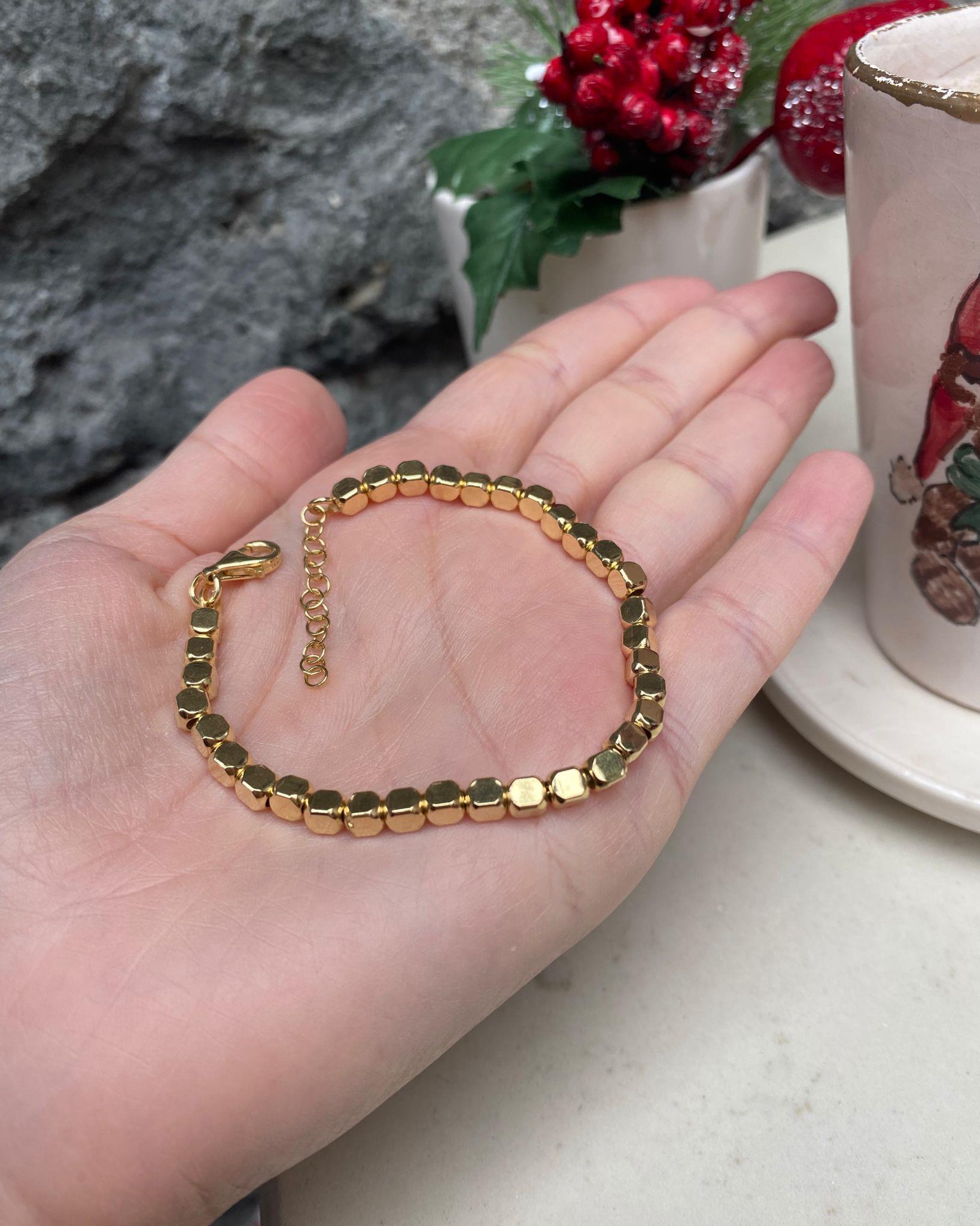 Kadın Gümüş Gold ithal Küp Bileklik