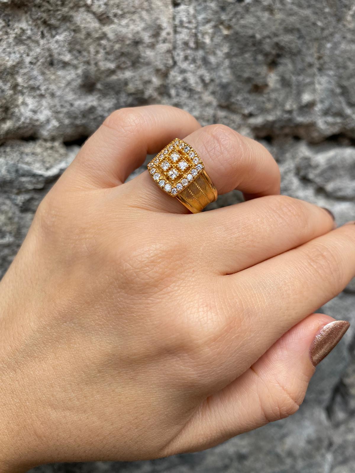 Kadın Gümüş Gold Prenses Tokalı Trabzon Hasır Yüzük 5944