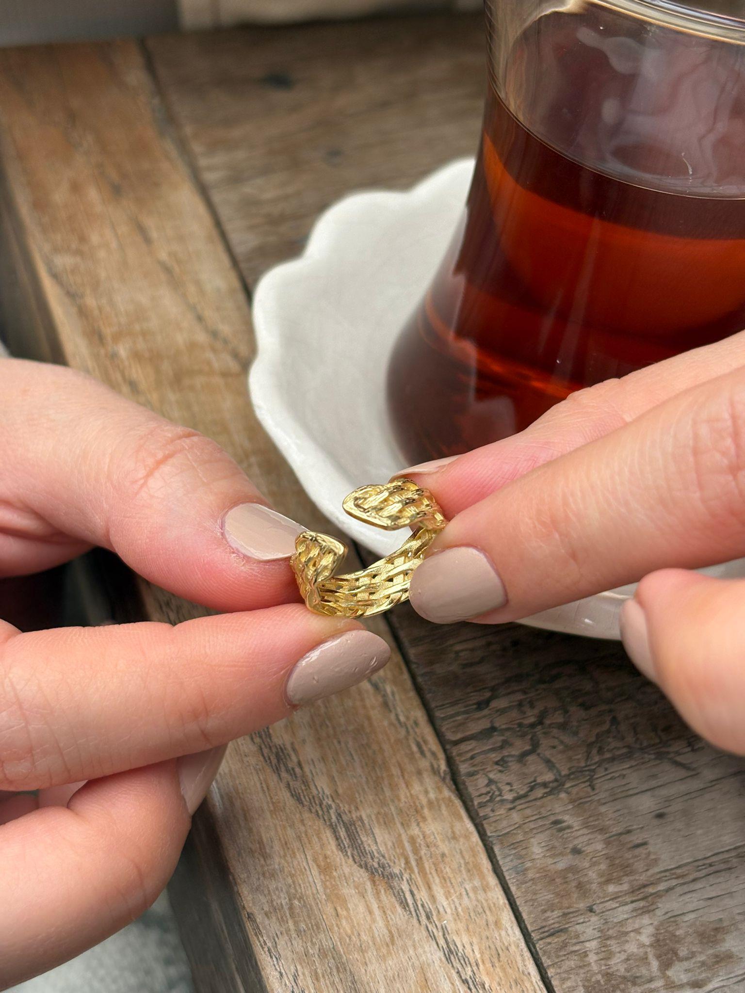 Kadın Gümüş Gold Renk İthal Yüzük