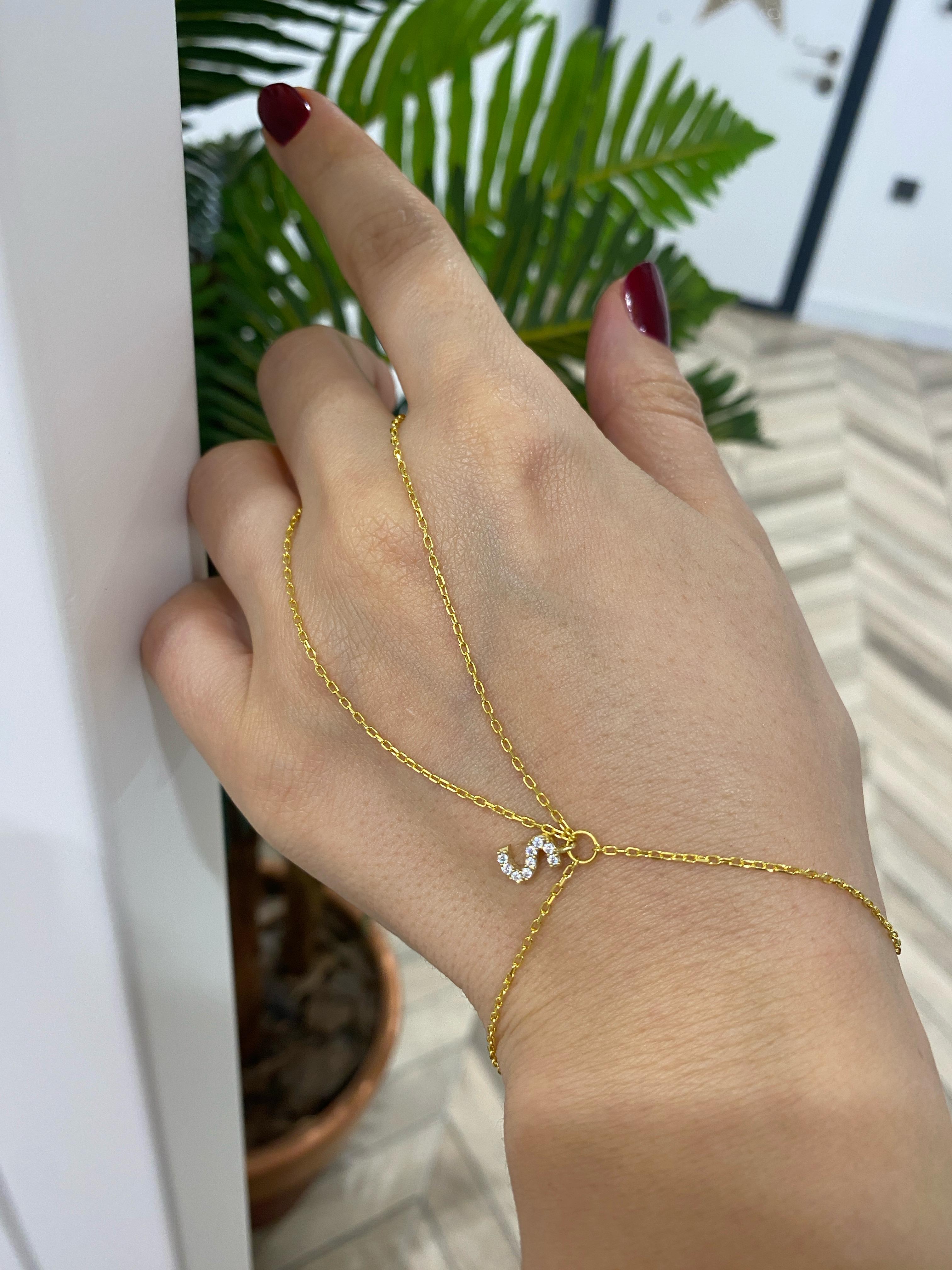 Kadın Gümüş Gold Taşlı Harfli Şahmeran