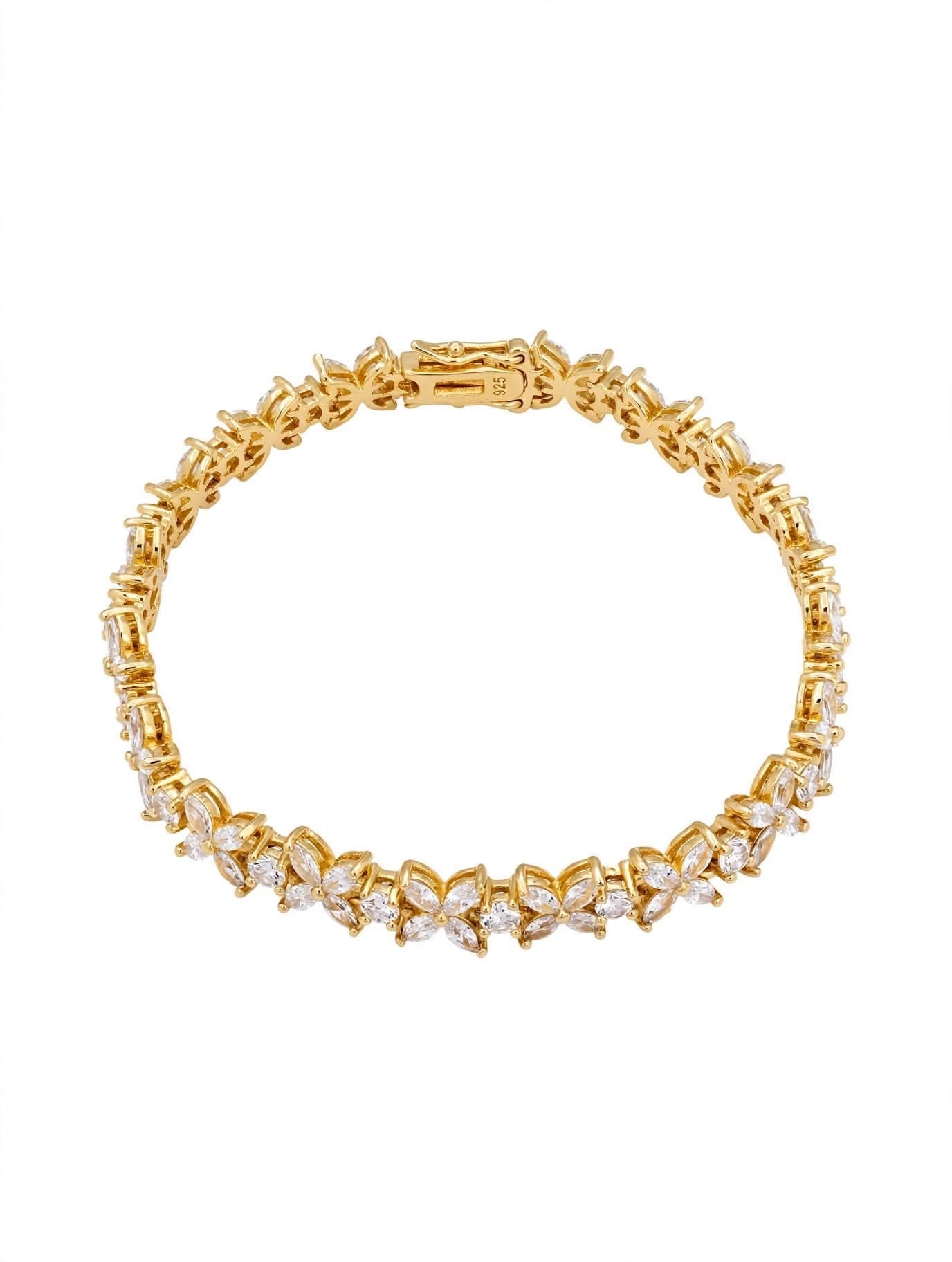 Kadın Gümüş Gold Taşlı Markiz Bileklik 2325