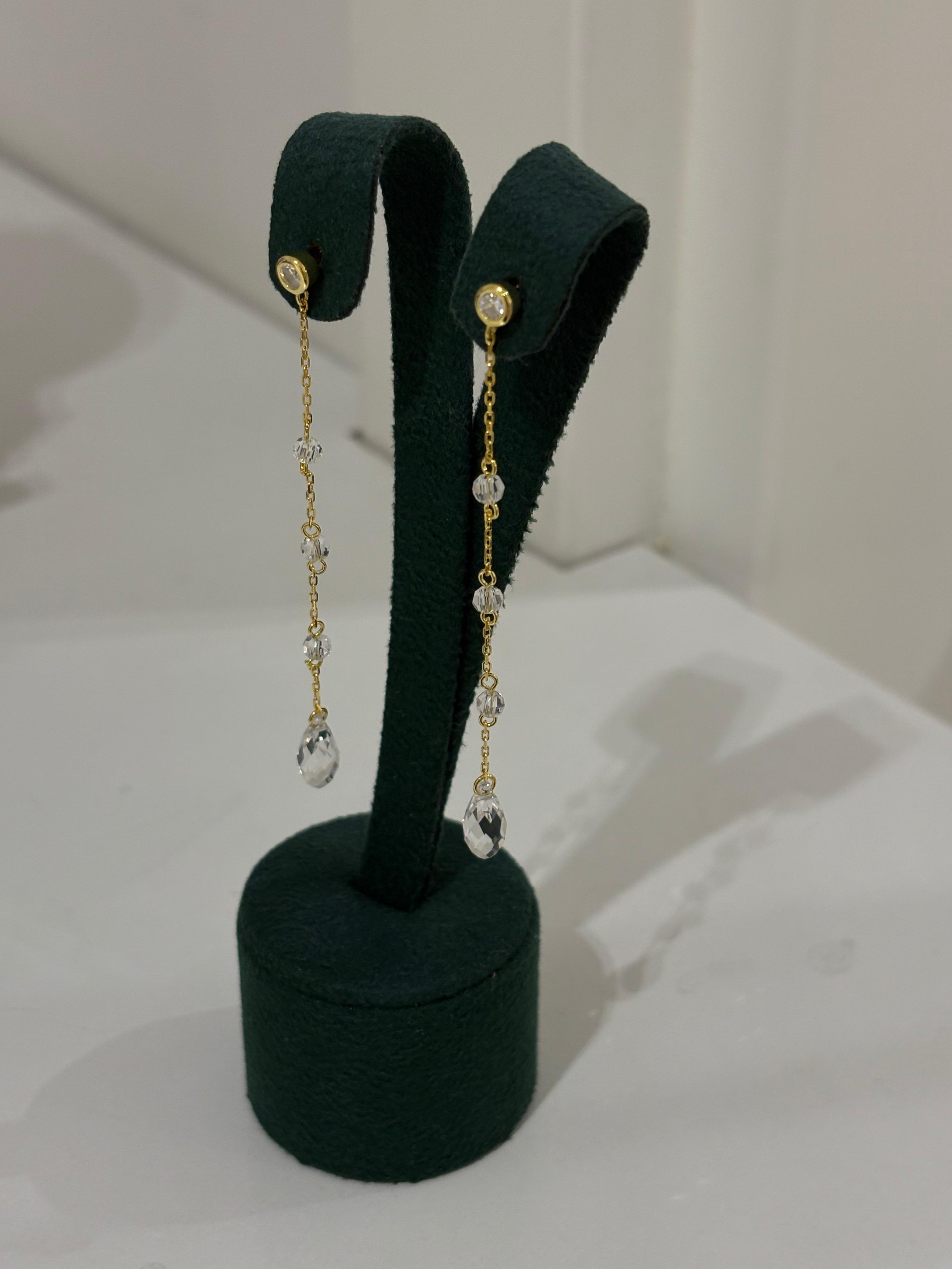 Kadın Gümüş Gold Zincir Sarkıt Küpe