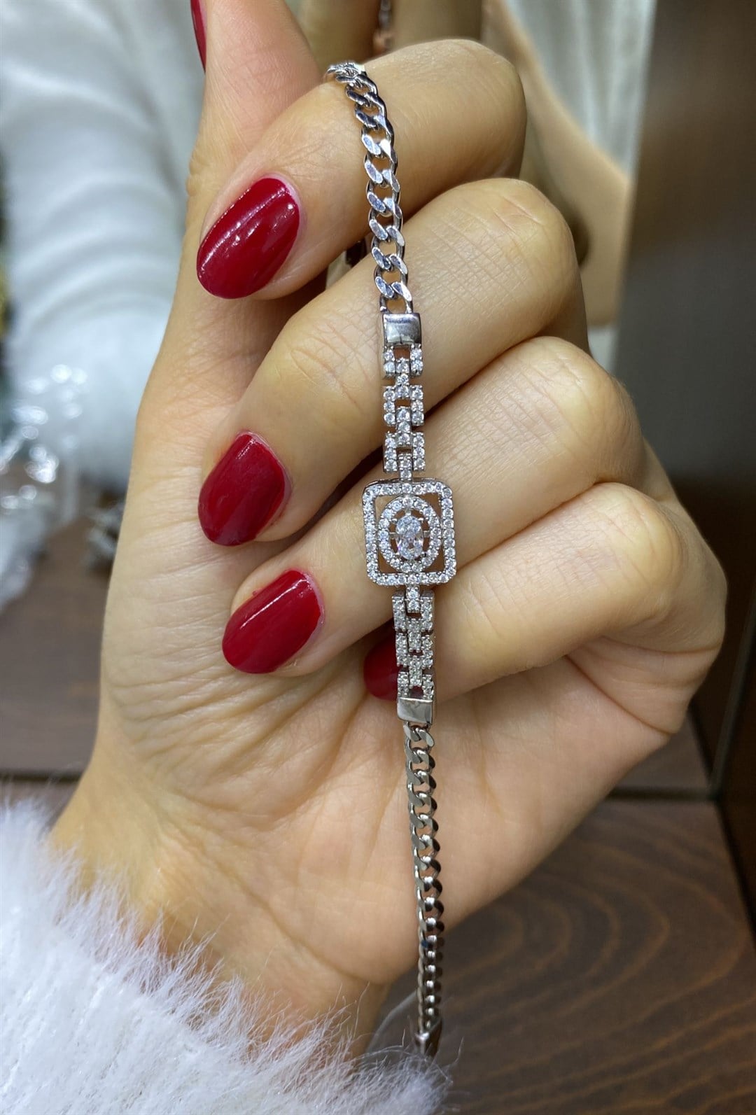 Kadın Gümüş Gurmet Zincirli Baget Bileklik