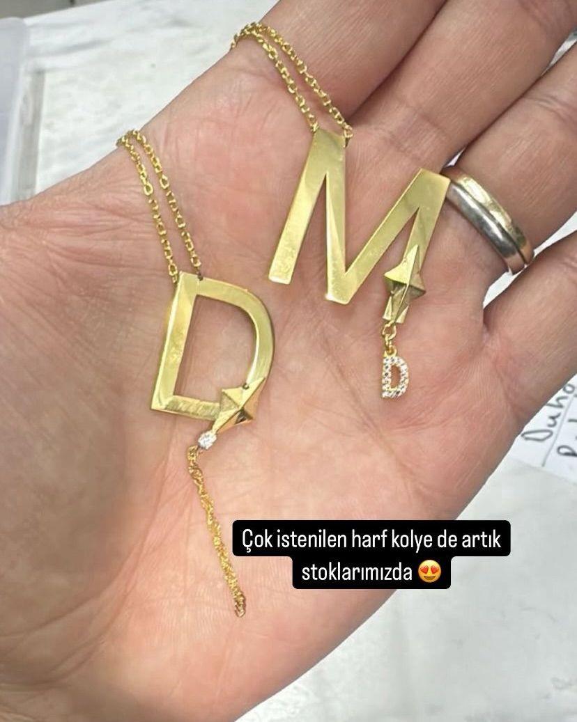 Kadın Gümüş Harf Kolye 